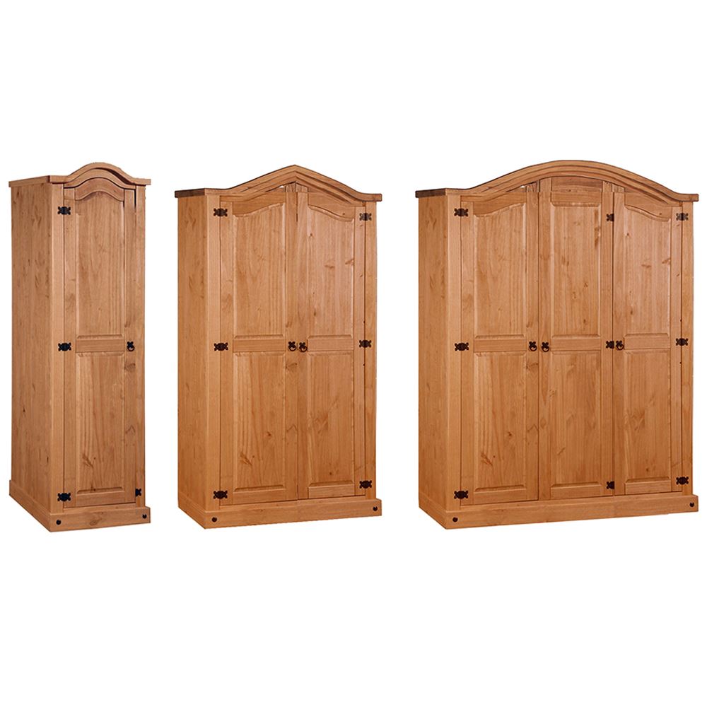 Corona 1 2 3 Door Wardrobe Mexican Solid Pine Wood Clothes Bedroom
