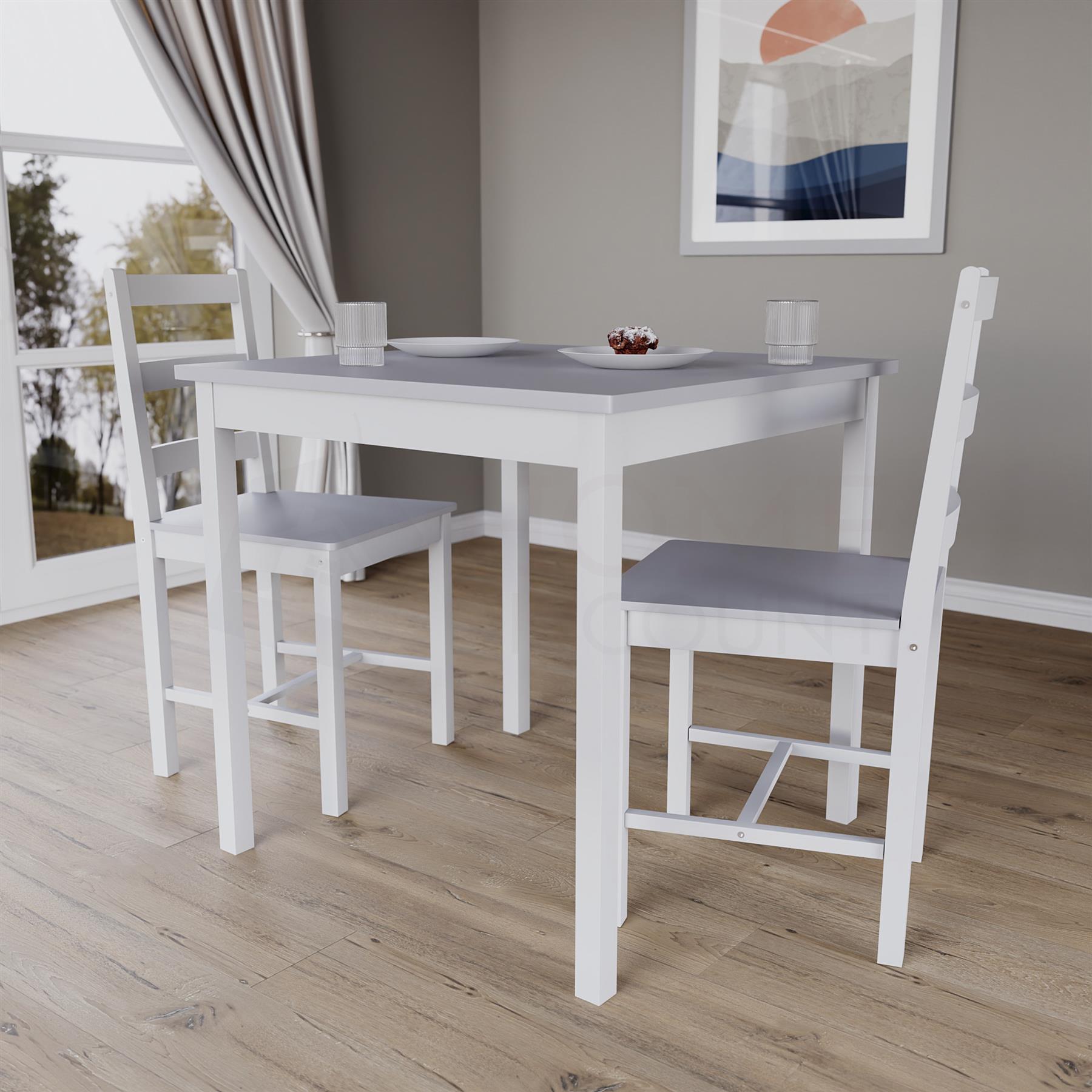 Solid Wood Dining Table and 2 4 Chairs Set Home Kitchen Furniture 3 Colours - Picture 52 of 73