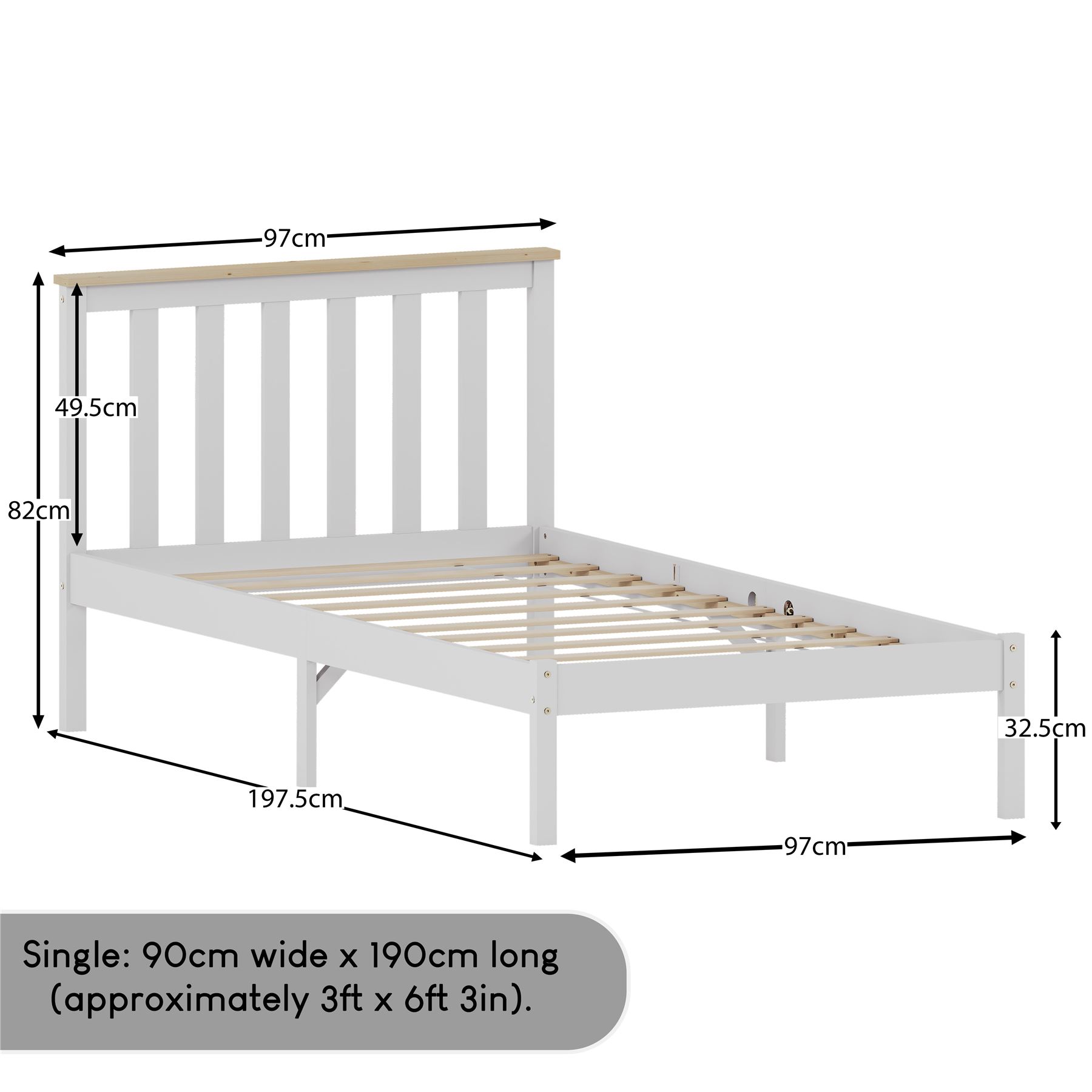 Holzbett Milan Single Double King Size 3 Fuß 4 Fuß 6 5 Fuß Rahmen Matratze Weiß Kiefer - Bild 32 von 37