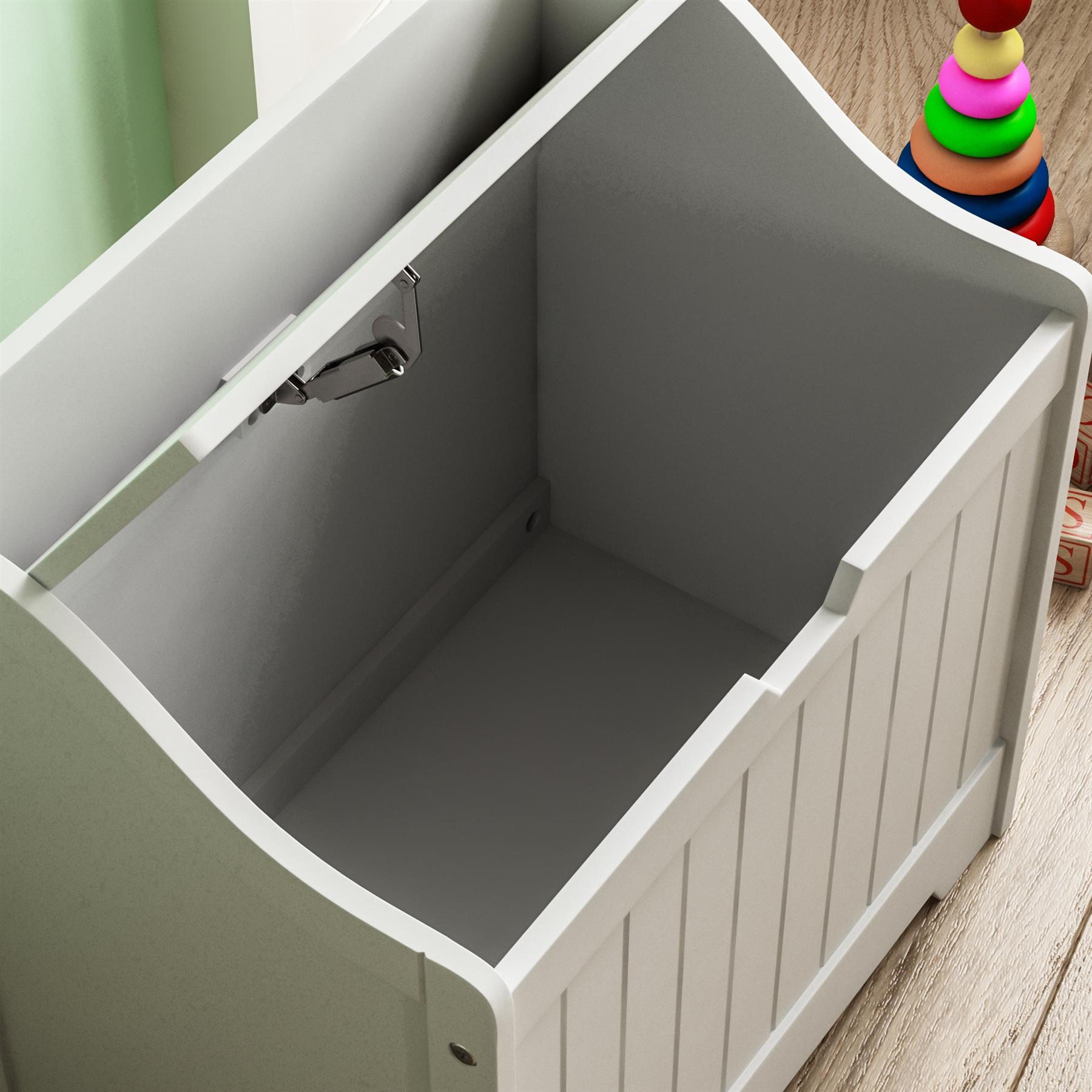 Wooden Toy Box Storage Ottoman Unit Kids Toys Childrens Nursery Bedroom Chest - Picture 14 of 15