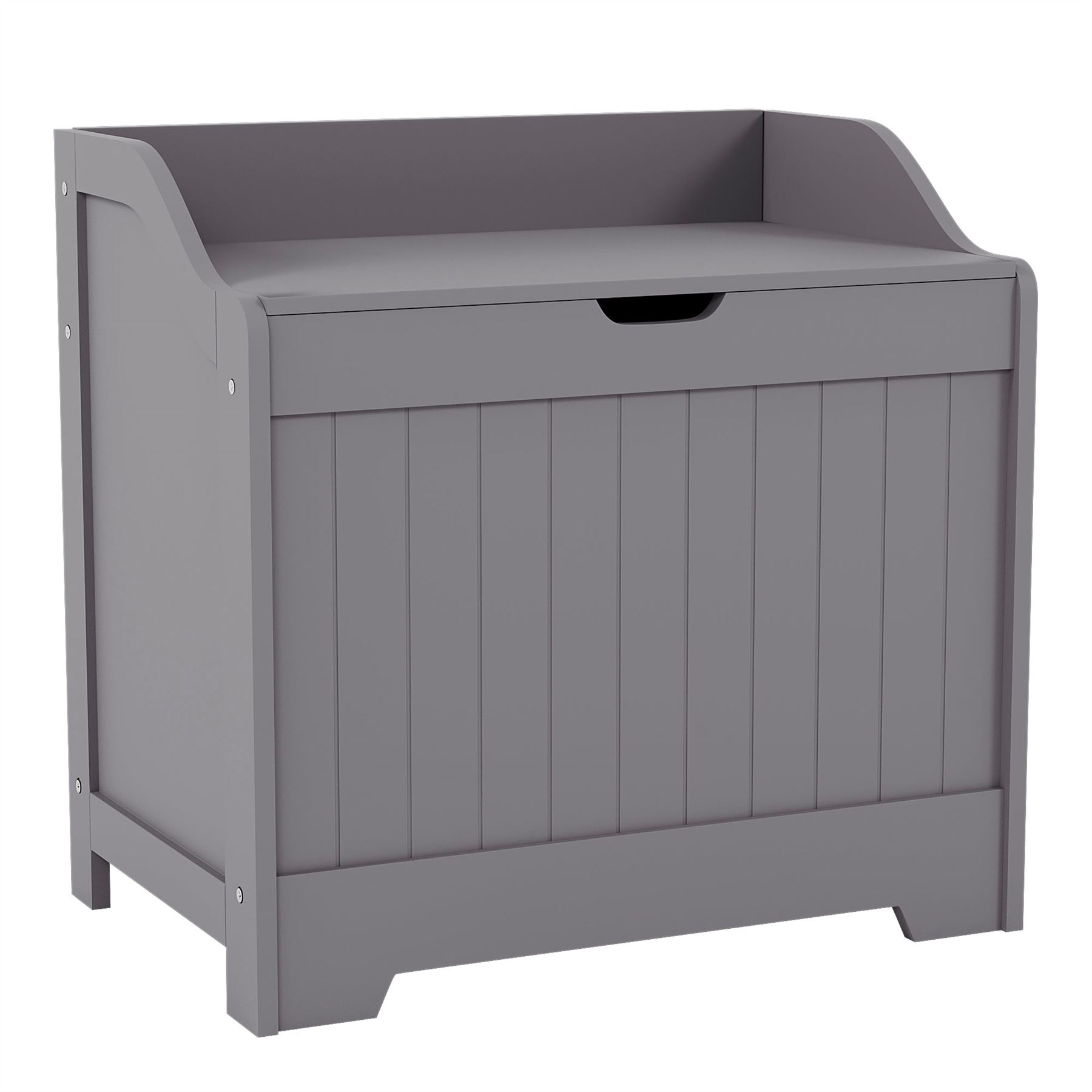 Bathroom Laundry Chest Storage Ottoman Hamper Cabinet Box MDF Wood Basket Bin - Picture 2 of 25