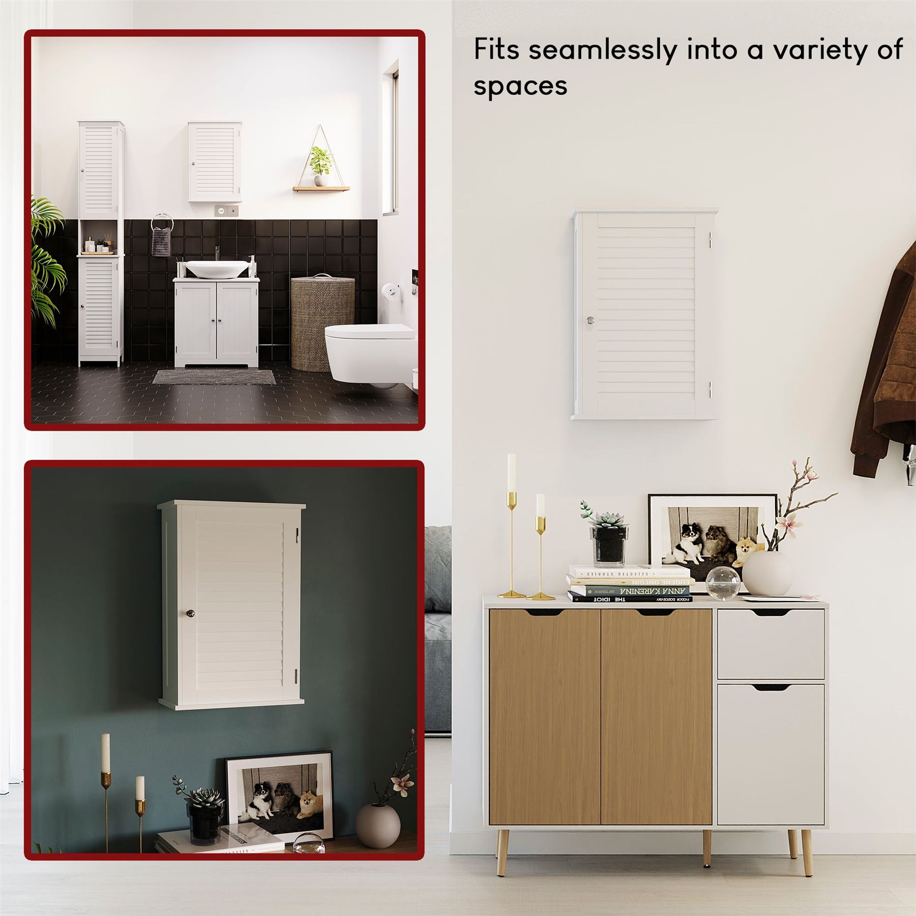 Wall Mounted Cabinet Bathroom White Single Double Door Vanity Storage Cupboard - Picture 7 of 113