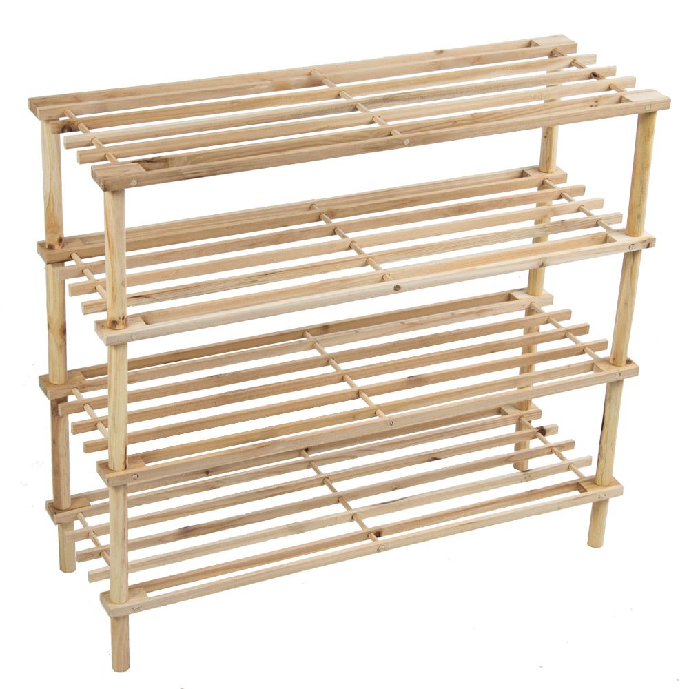2 3 4 Tier Shoe Rack Slated Dark Oak Natural Walnut Wood Footwear