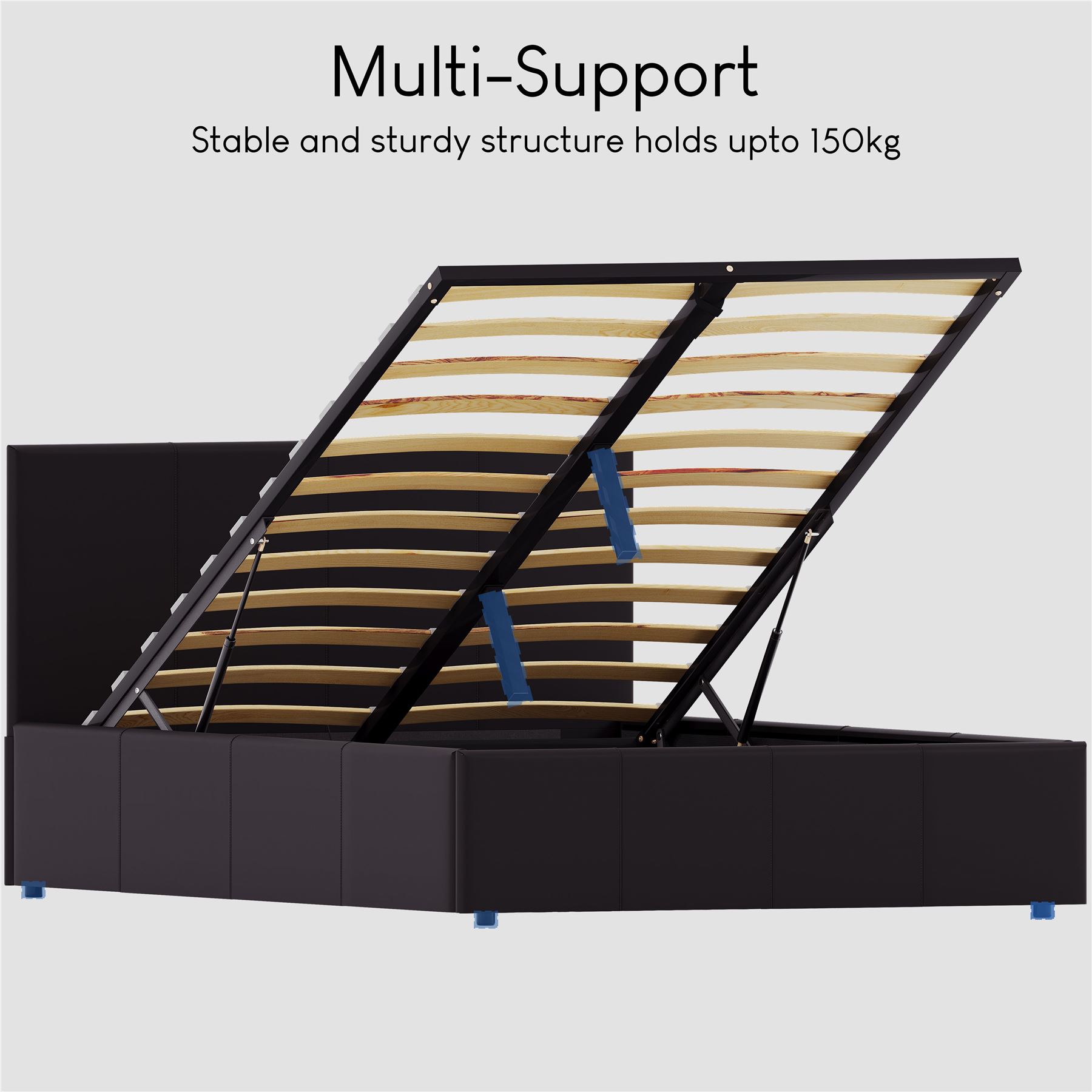 Ottoman Storage Bed Gas Lift Double King Size Leather Bed Slatted Base Headboard - Picture 127 of 137