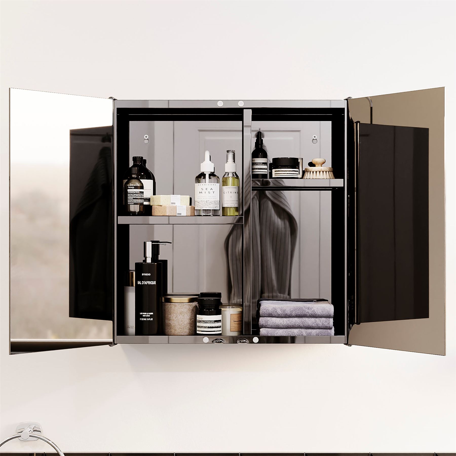 Wall Mounted Cabinet Bathroom White Single Double Door Vanity Storage Cupboard - Picture 102 of 113