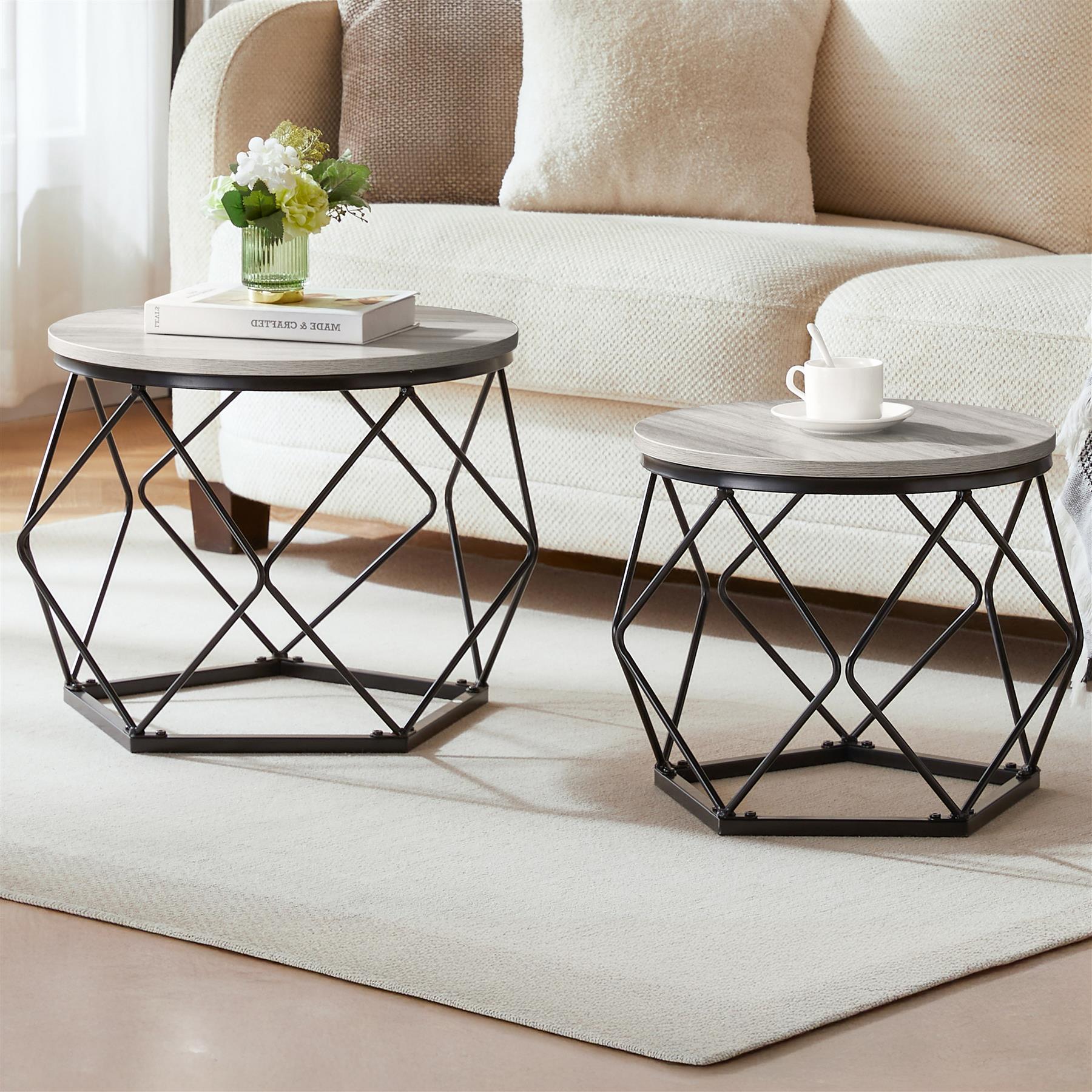 Rainbow Tree Set of 3 Grey Nesting Coffee Tables for Living Room, High Gloss Nest of 3 Nested Tables Sofa Side Table Coffee Table End Tables Square Space Saving 25 Set of 2 3 Coffee Nesting Table Set Sofa Side End Table Industrial Living Room