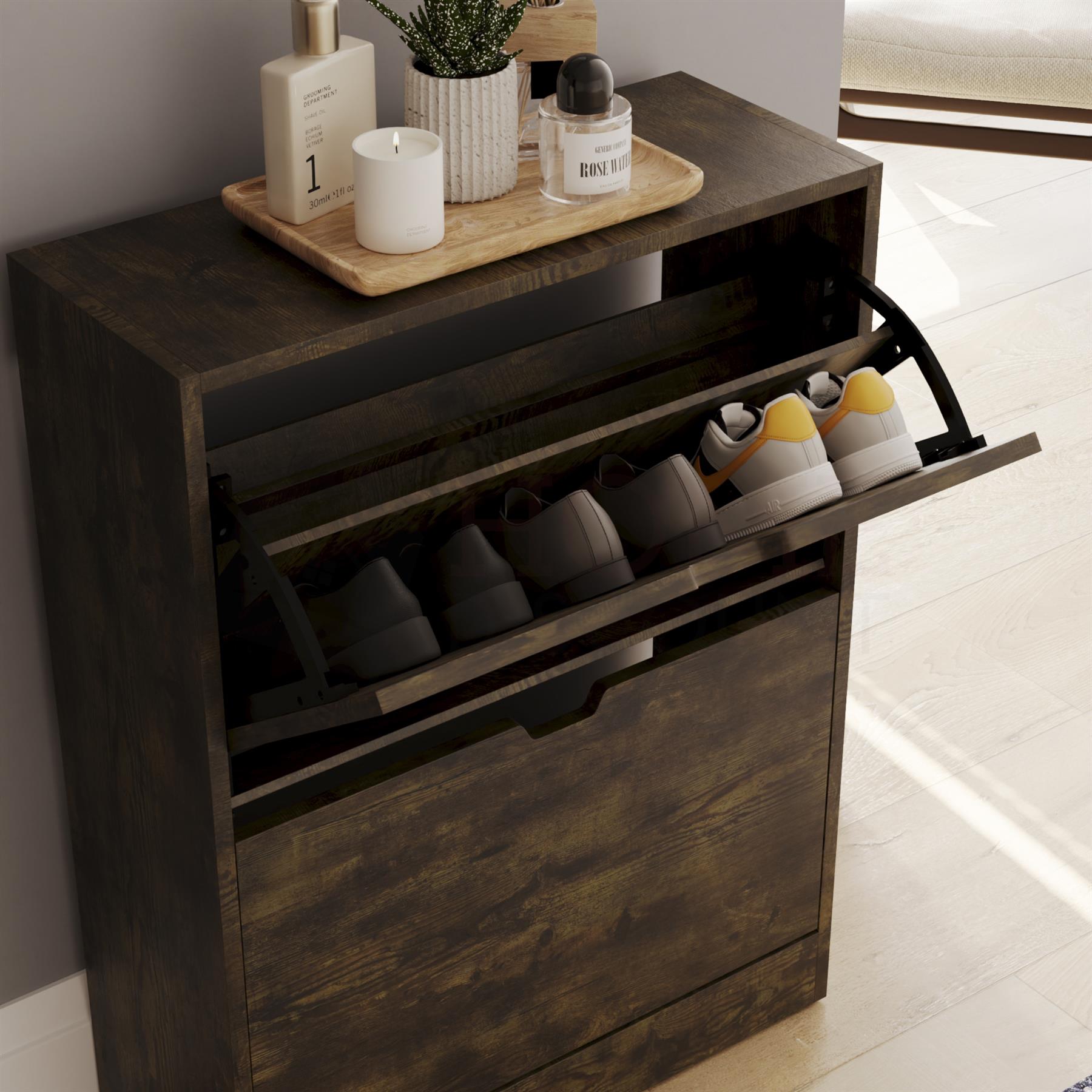 Shoe Rack Shoes Storage Cabinet Wooden Cupboard 2 3 Drawer Organiser 100% FSC - Picture 33 of 61