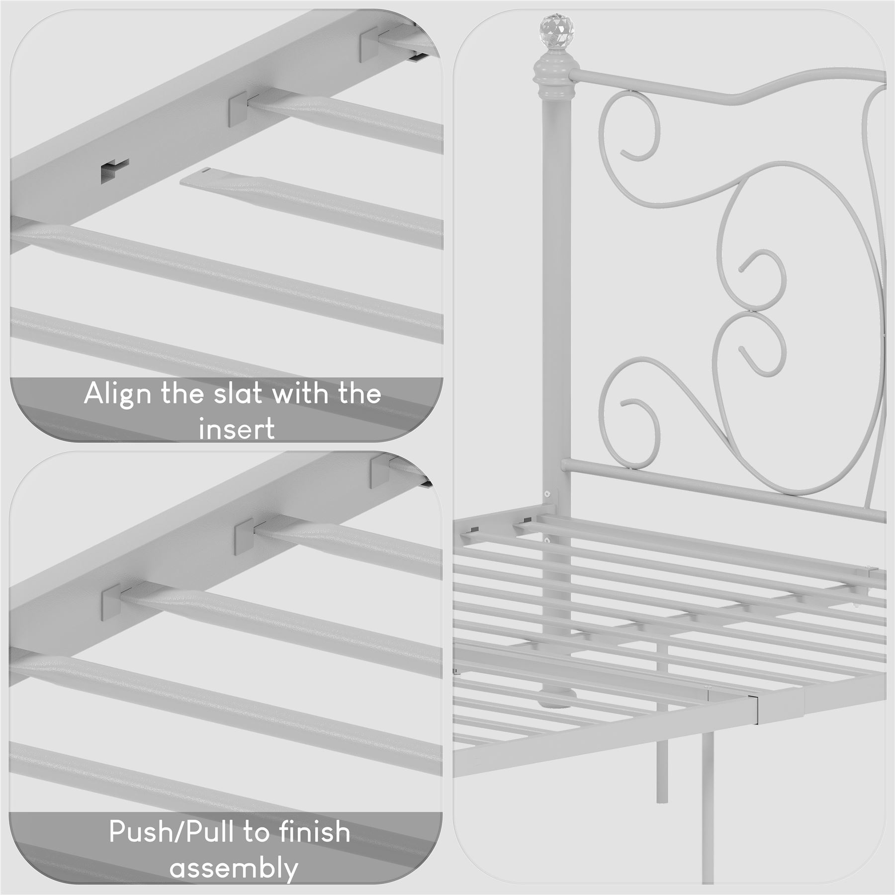 Metal Bed Double King Size Frame 4FT 4FT6 5FT Chicago Mattress Black White - Picture 12 of 14