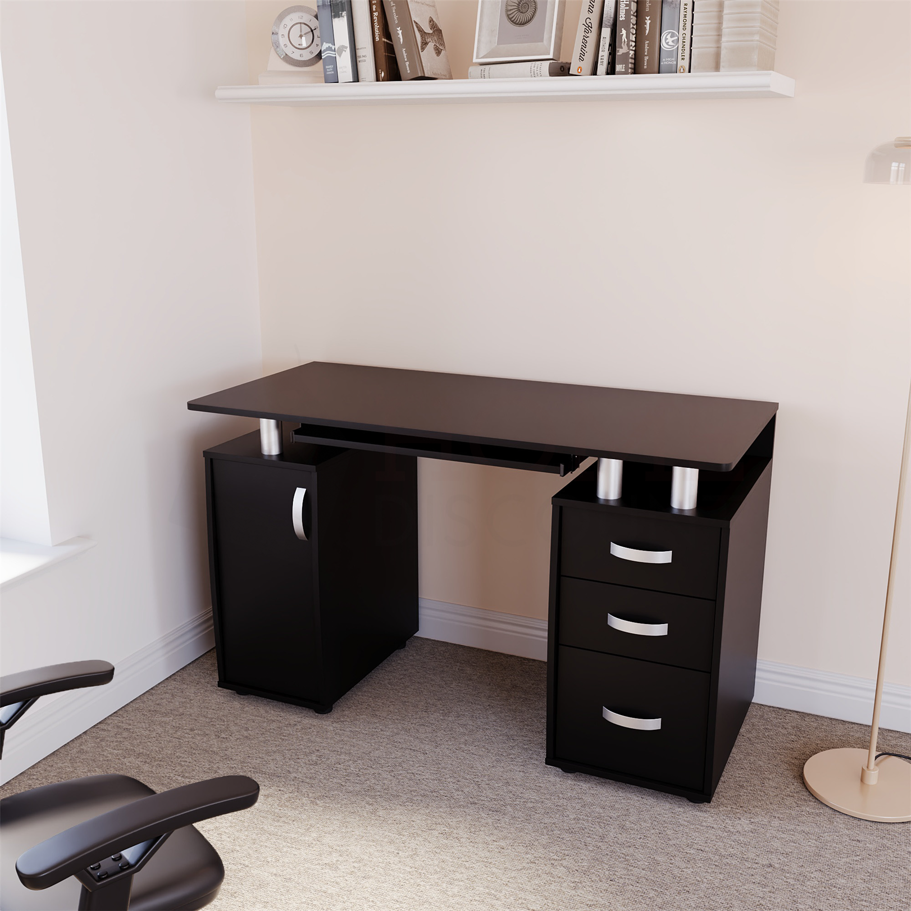 3 Drawer Computer Desk Home Office Work Study PC Laptop Workstation Table - Picture 5 of 28