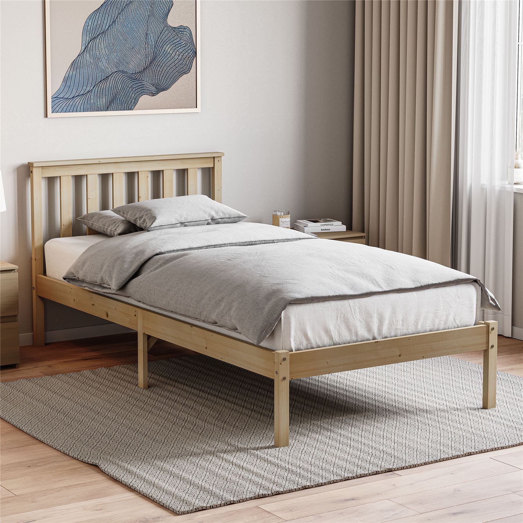 Holzbett Milan Single Double King Size 3 Fuß 4 Fuß 6 5 Fuß Rahmen Matratze Weiß Kiefer - Bild 7 von 37