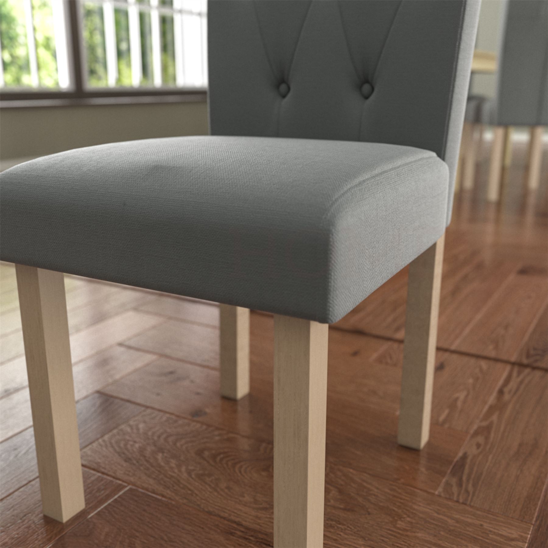 Dining Table & Chairs Set 4/6 Faux Leather Fabric Kitchen Padded Seat Furniture - Picture 79 of 87