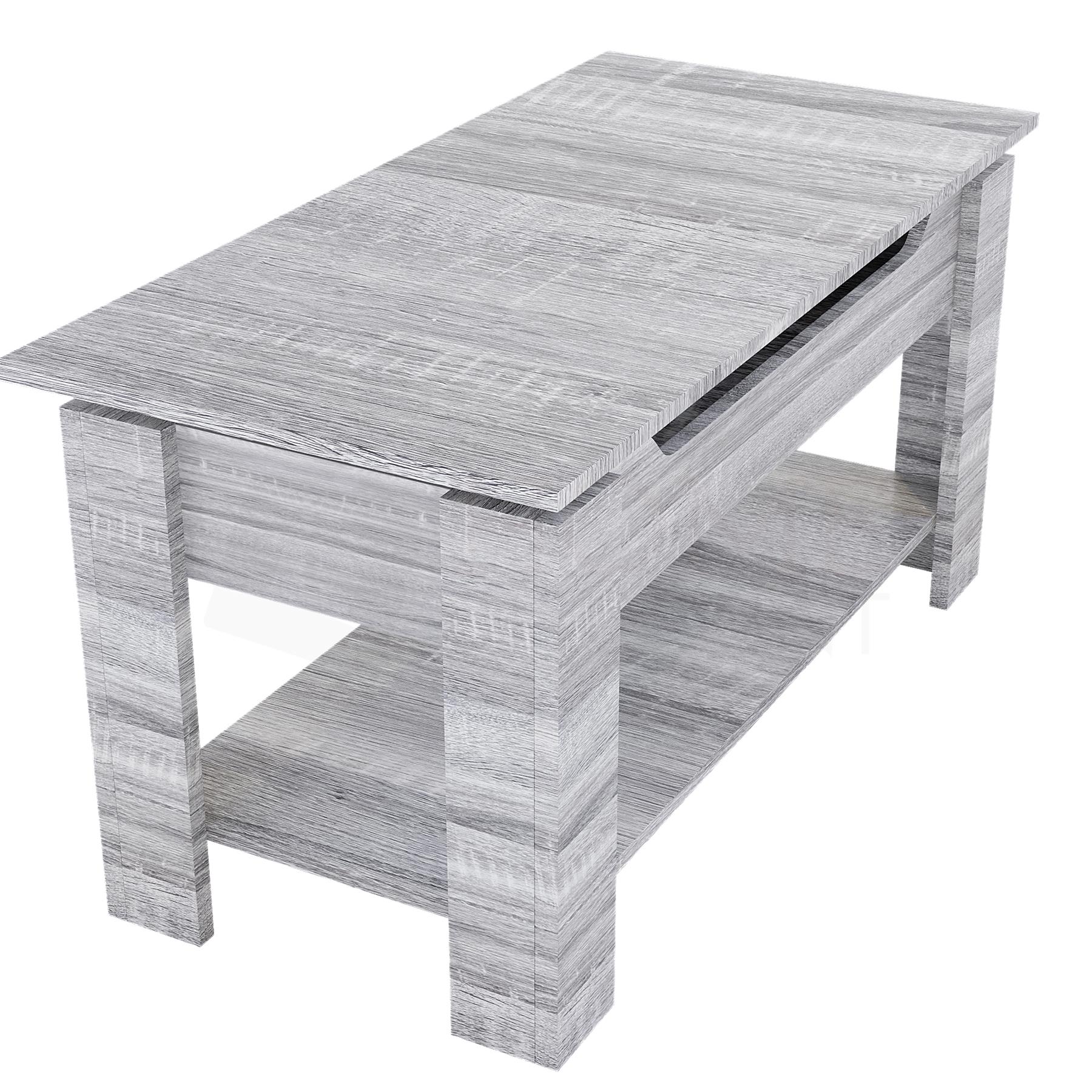 Holz Couchtisch Lift Up Stauraumplatte mit Ablage Wohnzimmer Möbel - Bild 30 von 43