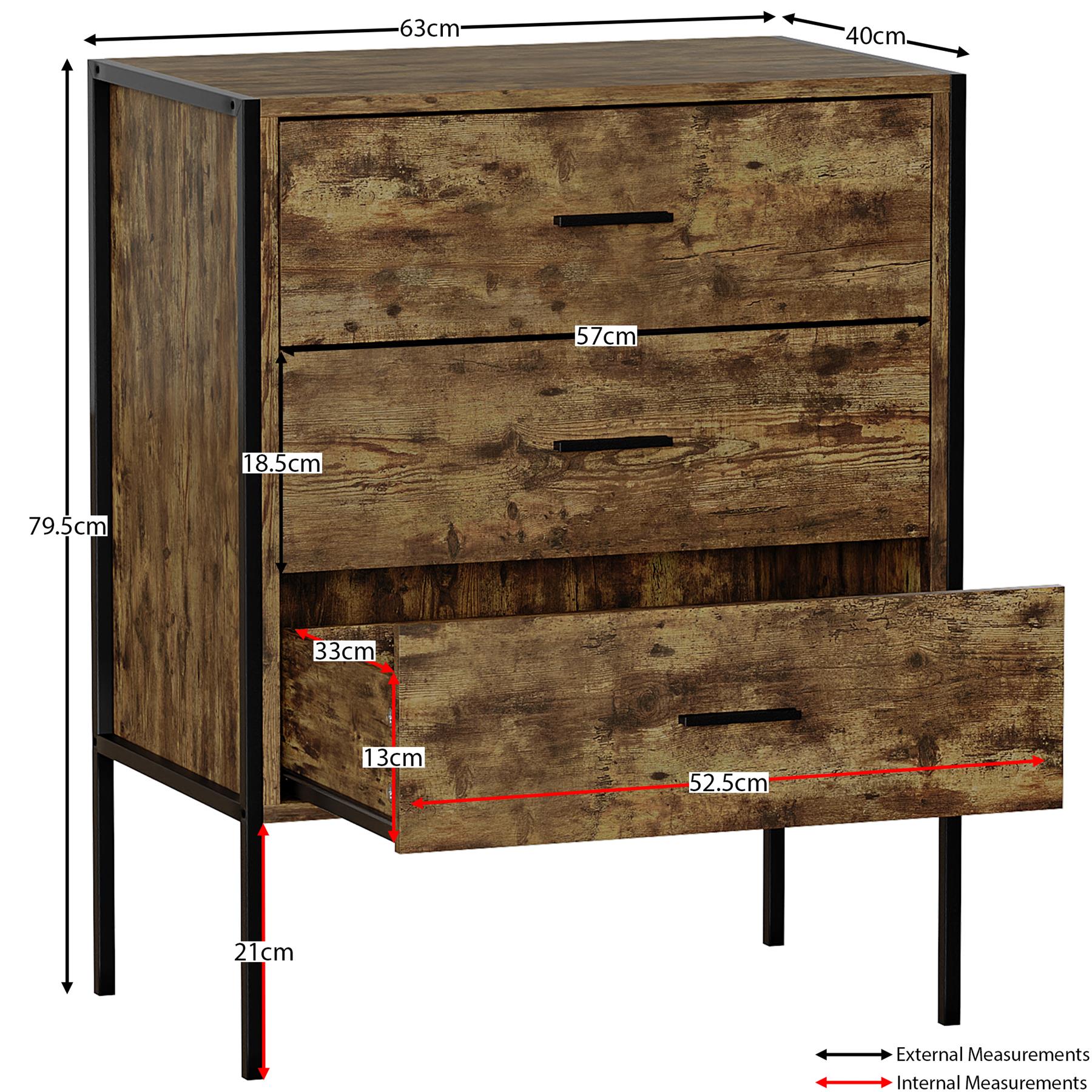 Industrial Chest of Drawers Bedroom Furniture Bedside Chest 1 to 6 Drawers - Picture 27 of 61