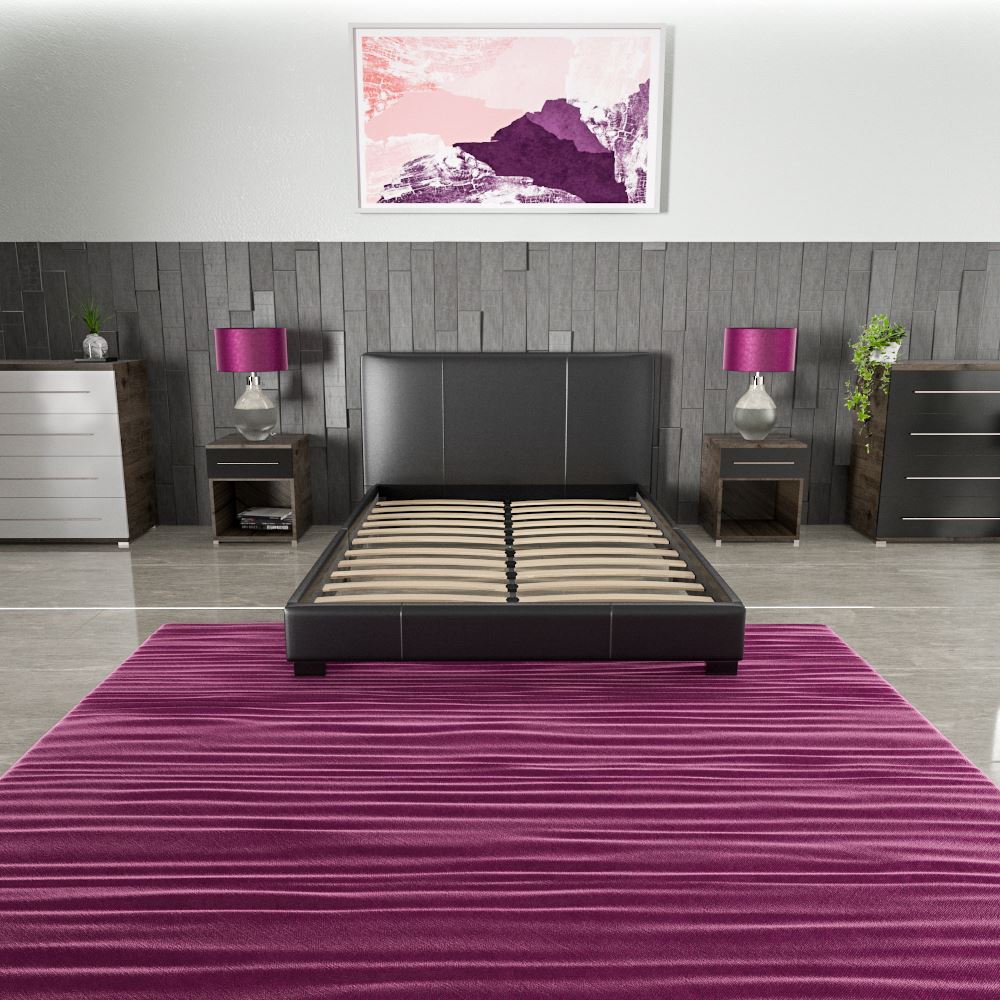 Bed Faux Leather Double King Size Frame 4FT 4FT6 5FT Mattress Black