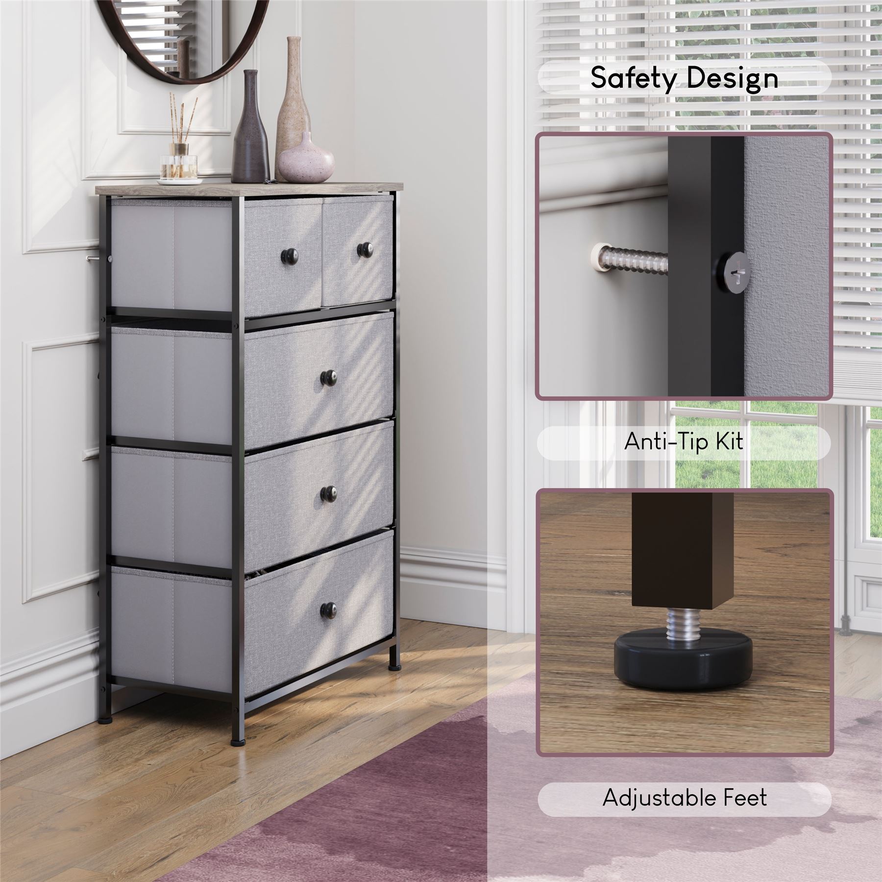 Vida Designs Stoff Kommode Aufbewahrungsschrank Schlafzimmer Flur 'UKFR' - Bild 63 von 193