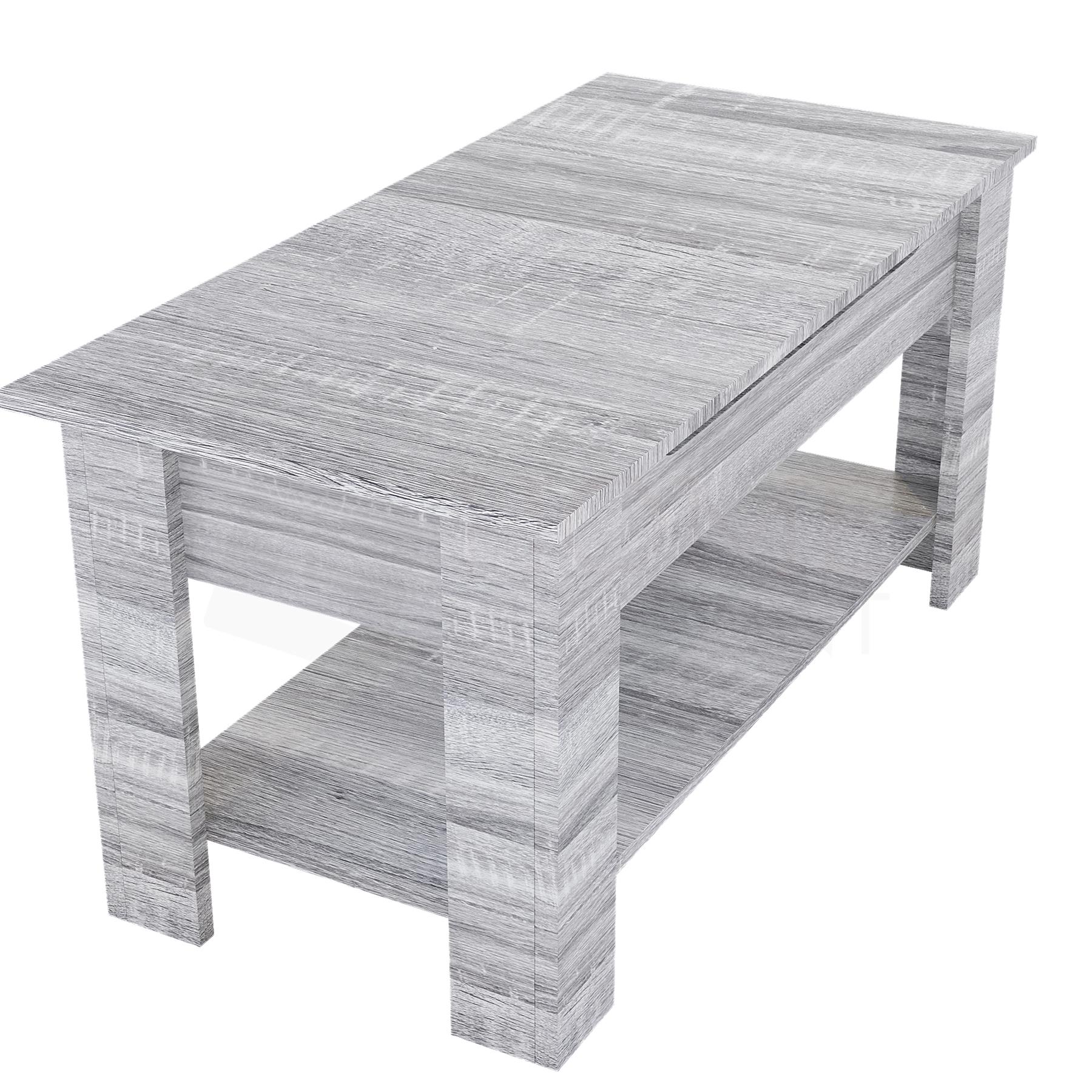 Holz Couchtisch Lift Up Stauraumplatte mit Ablage Wohnzimmer Möbel - Bild 27 von 43