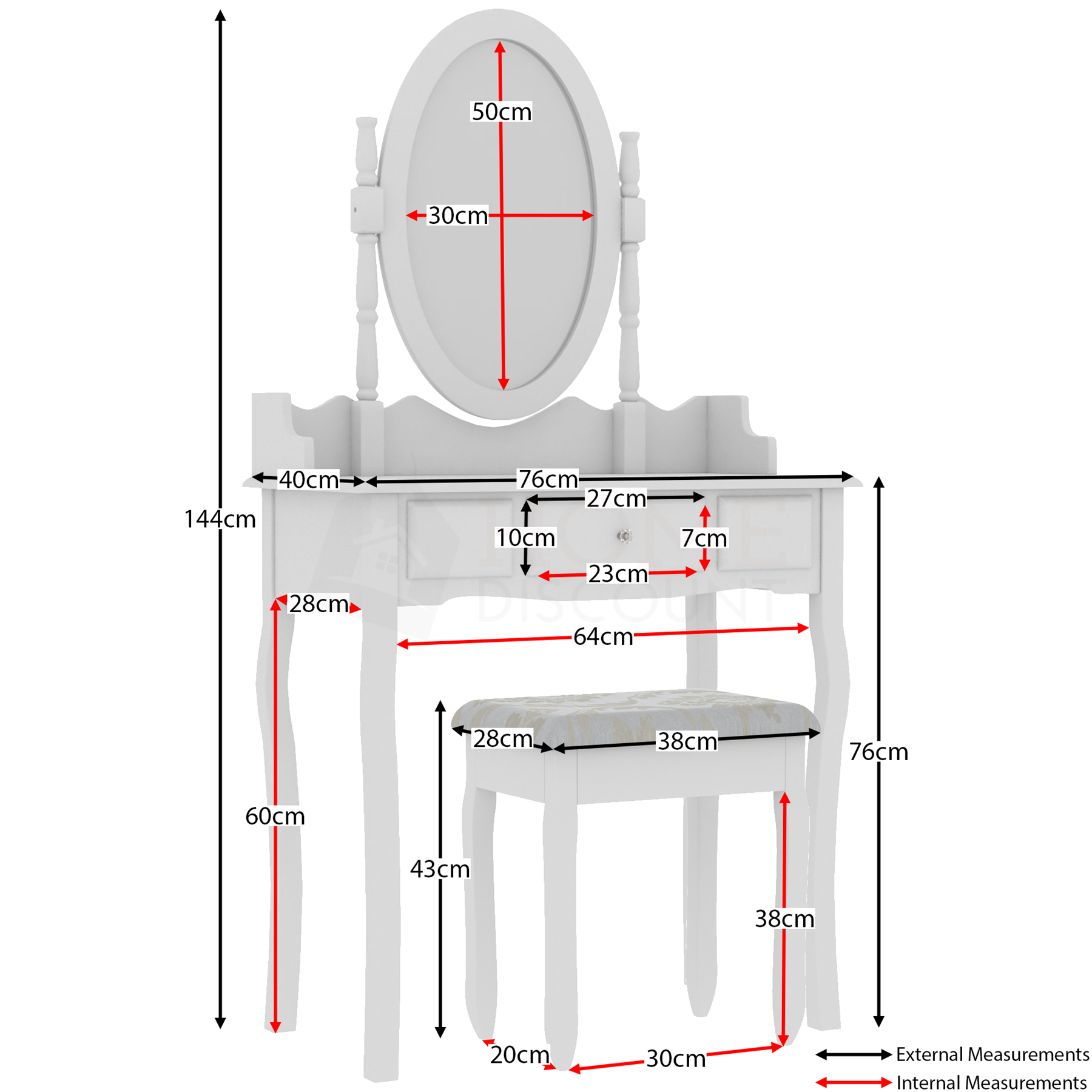 Nishano Dressing Table Drawer Stool Adjustable Mirror Bedroom Makeup Desk White eBay