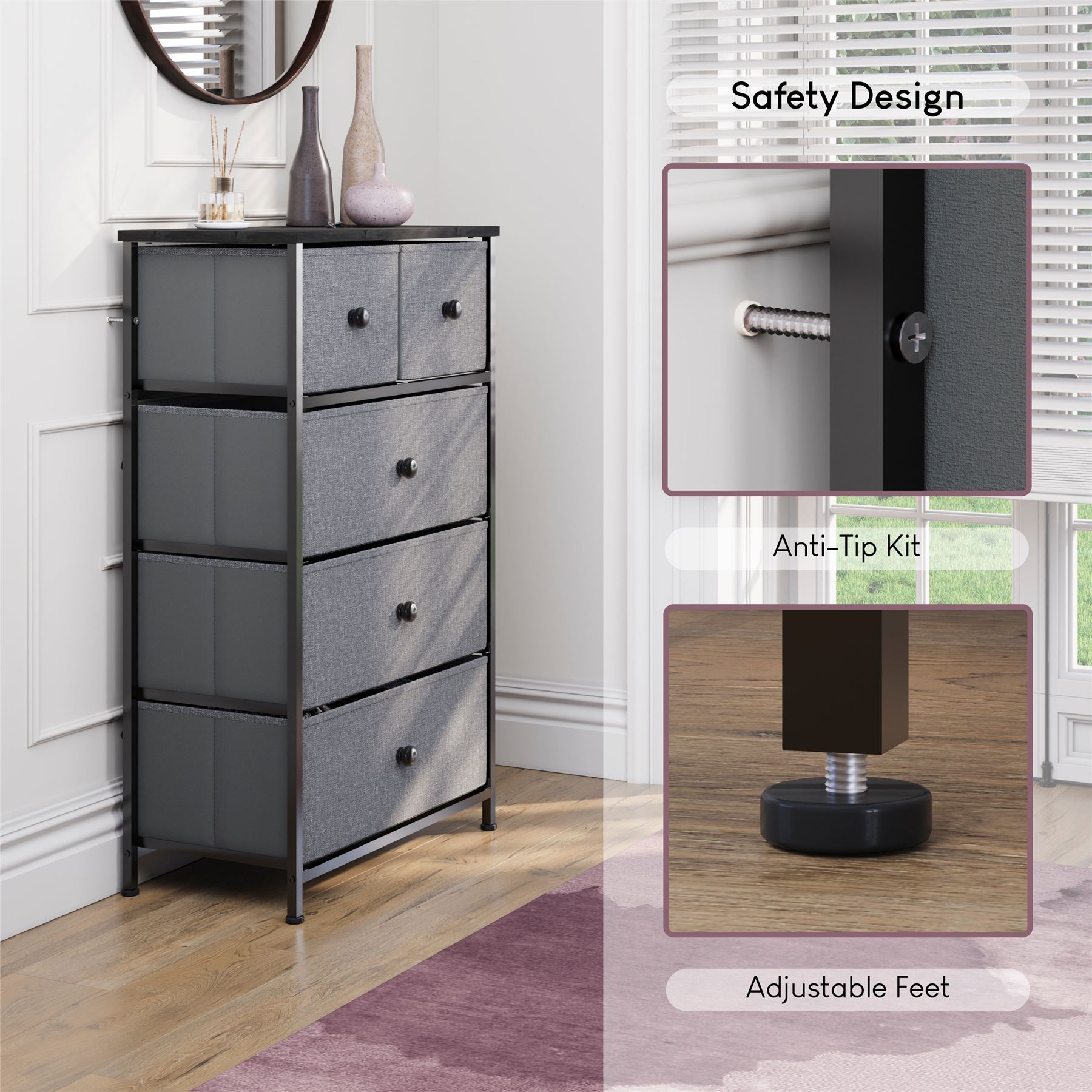 Vida Designs Stoff Kommode Aufbewahrungsschrank Schlafzimmer Flur 'UKFR' - Bild 72 von 193