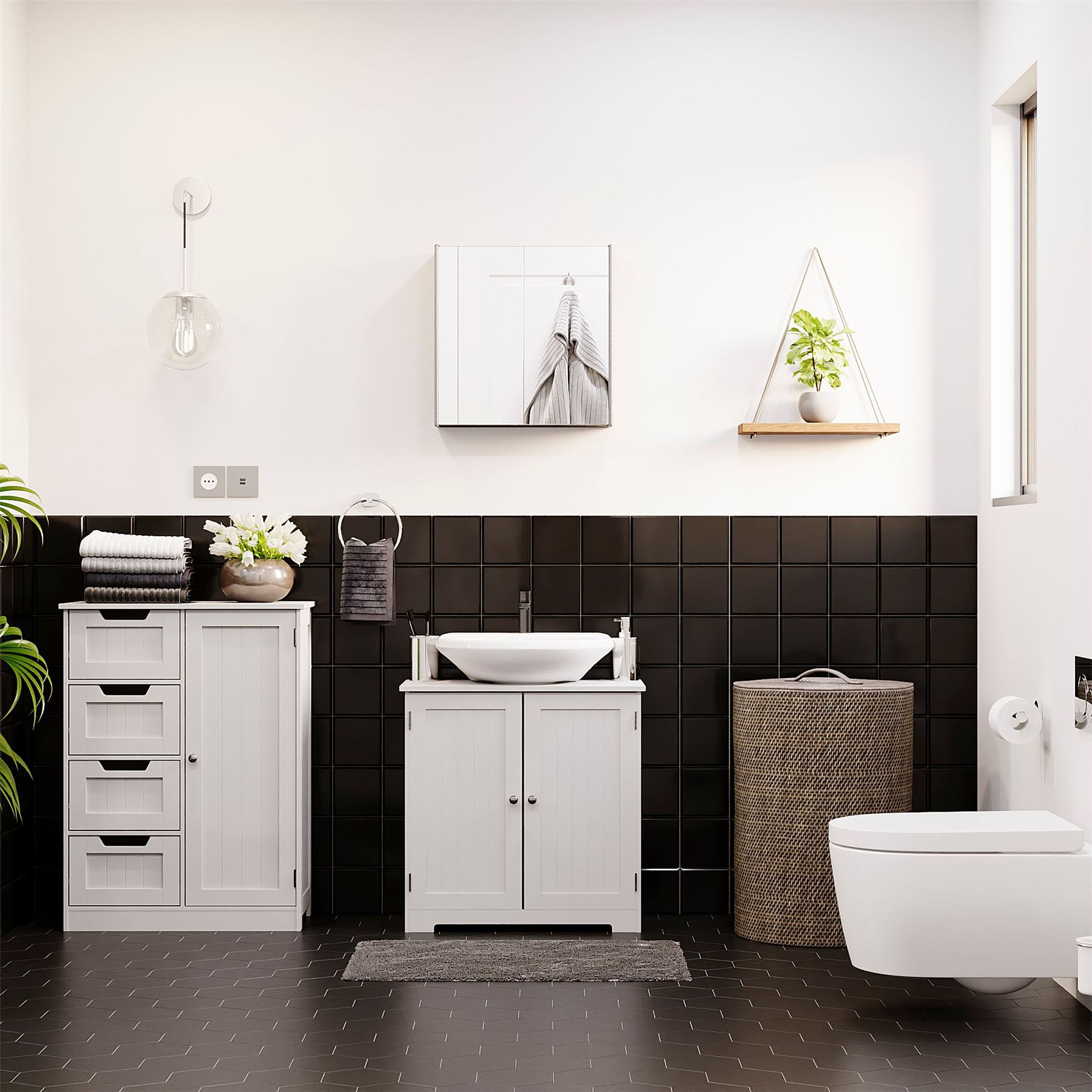 Wall Mounted Cabinet Bathroom White Single Double Door Vanity Storage Cupboard - Picture 103 of 113