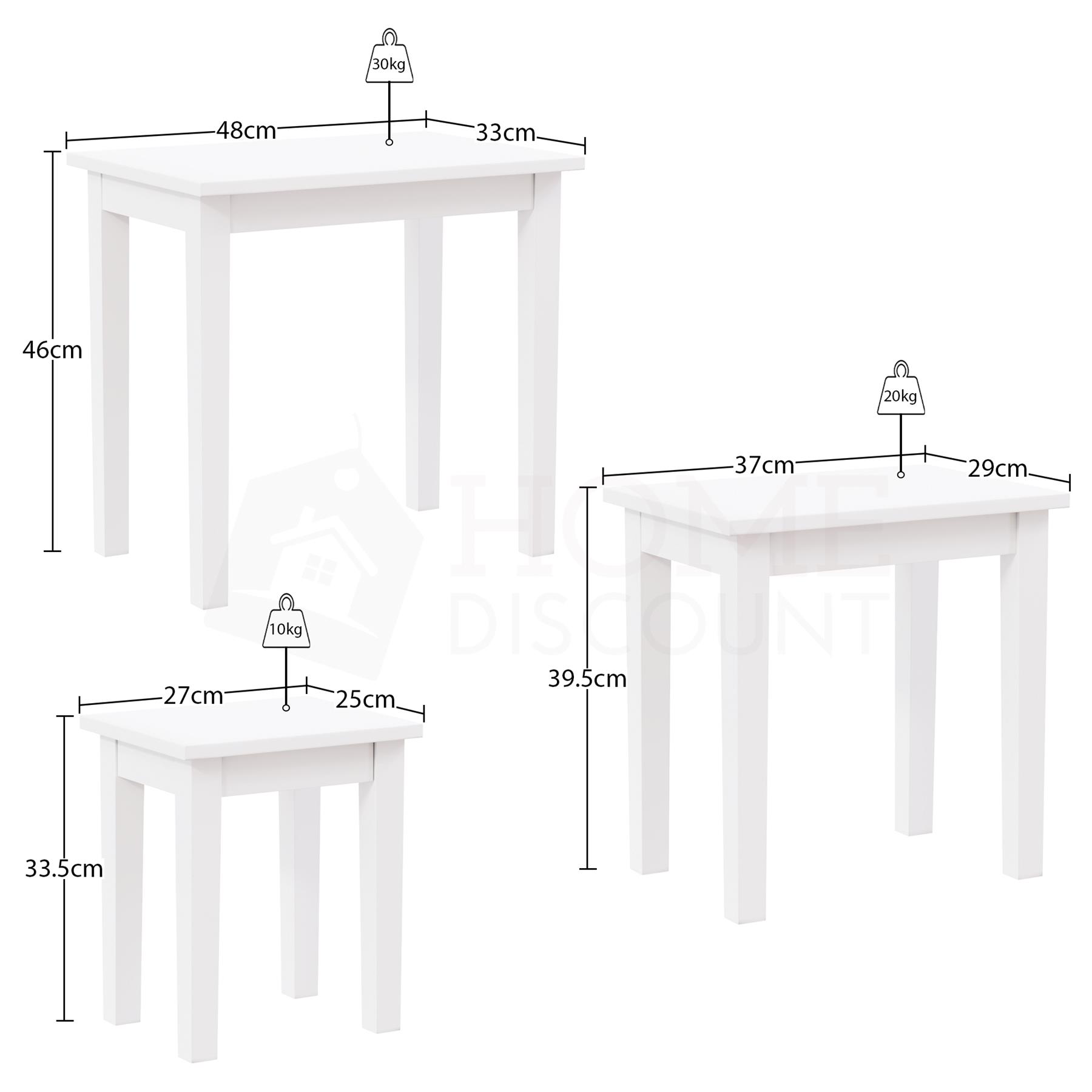 Wooden Nest of Tables 3 Piece Table Set Coffee Side Living Room Furniture - Picture 21 of 37