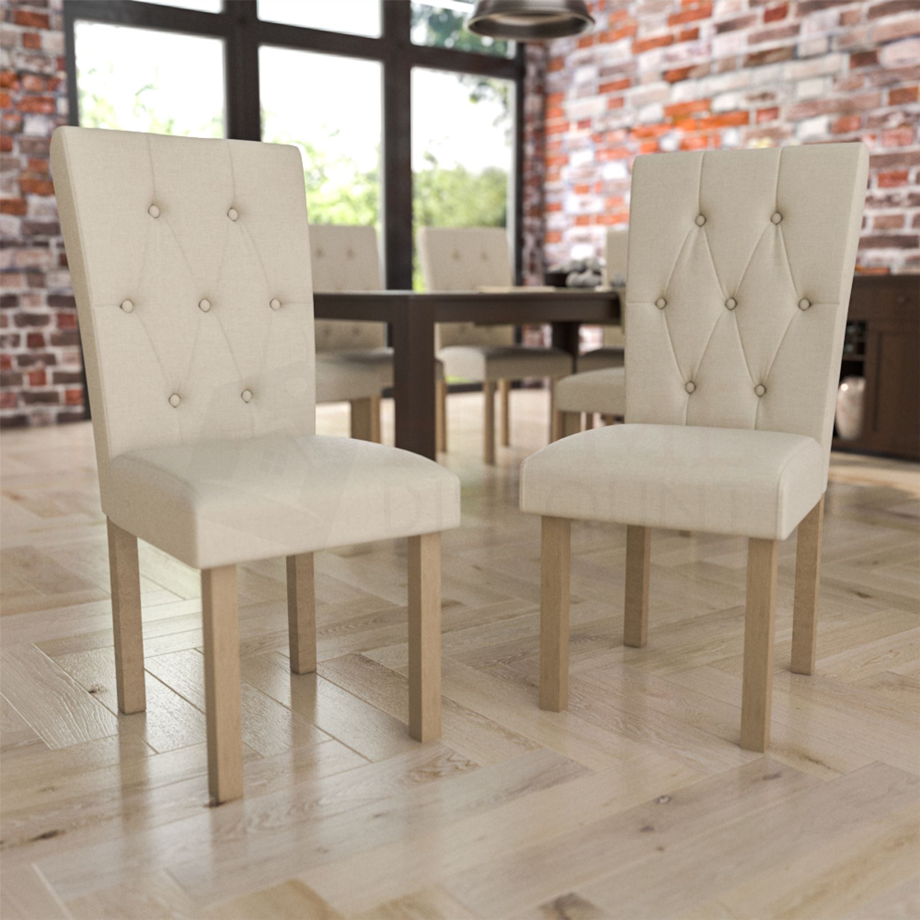 Dining Table & Chairs Set 4/6 Faux Leather Fabric Kitchen Padded Seat Furniture - Picture 82 of 87