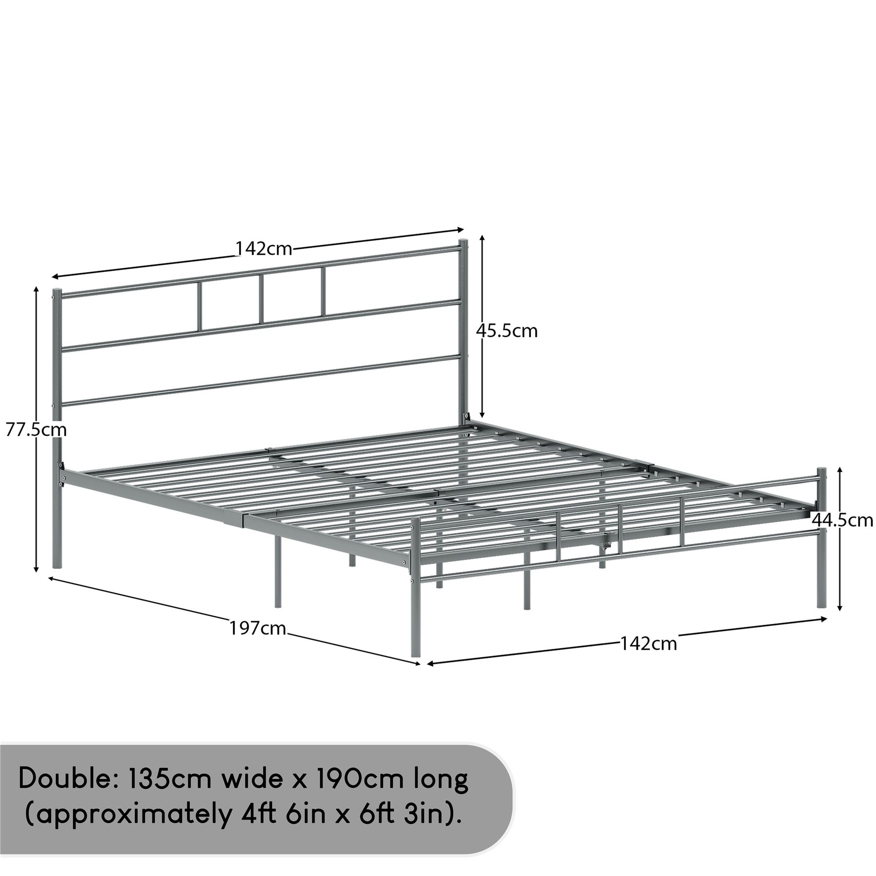 Metal Bed Single Double King Size Slat Base Headboard Set Bedroom Furniture - Picture 36 of 187