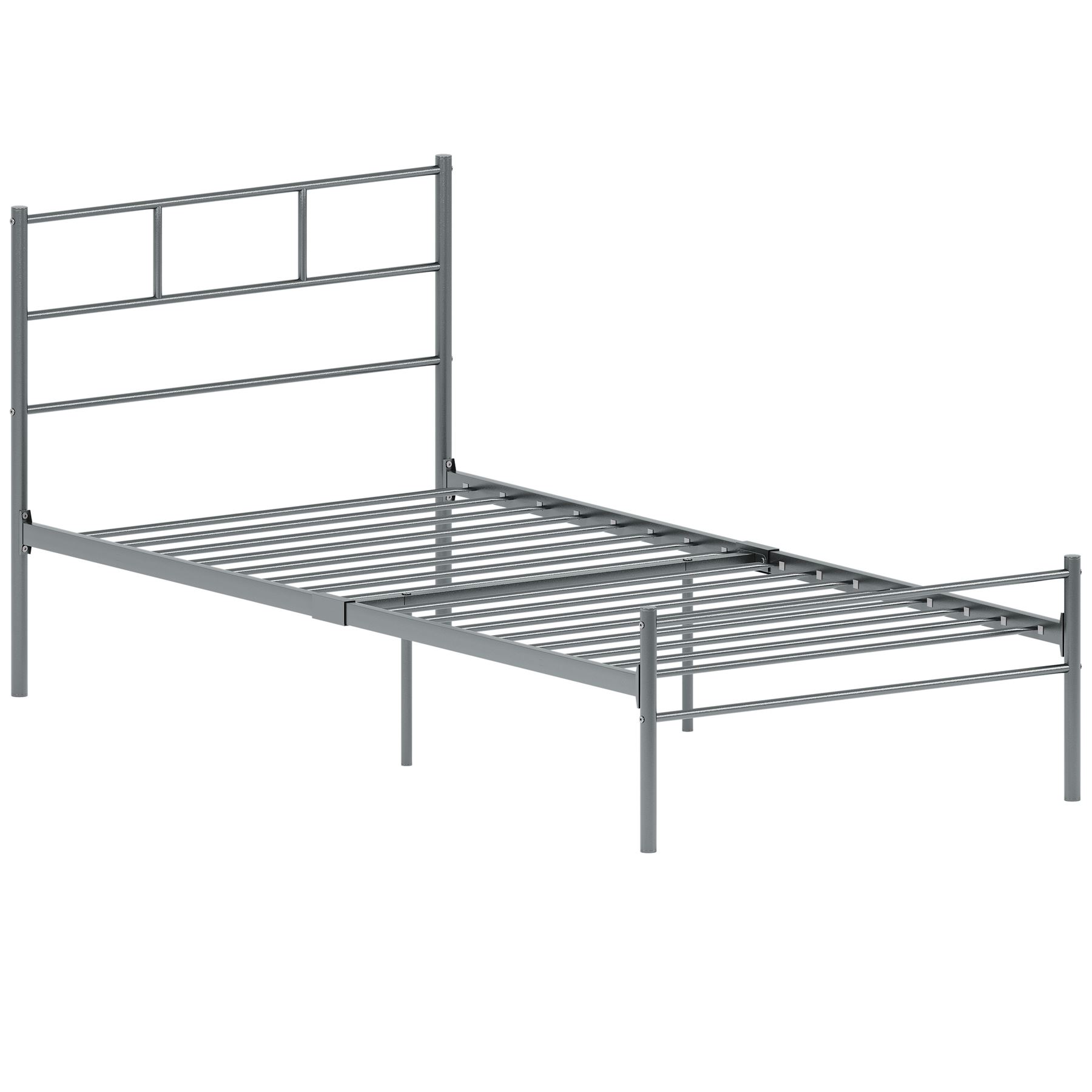 Dorset Single Double King Bed Metal Steel Frame Modern Bedroom Frame Unit Silver