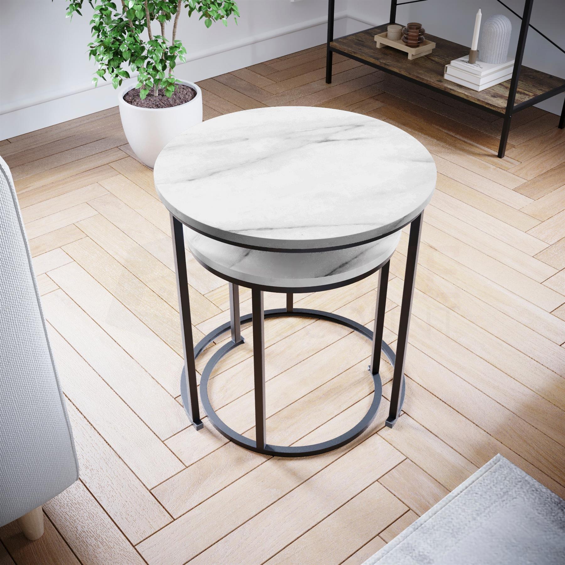 Set of 2 3 Coffee Nesting Table Set Sofa Side End Table Industrial Living Room - Picture 71 of 107