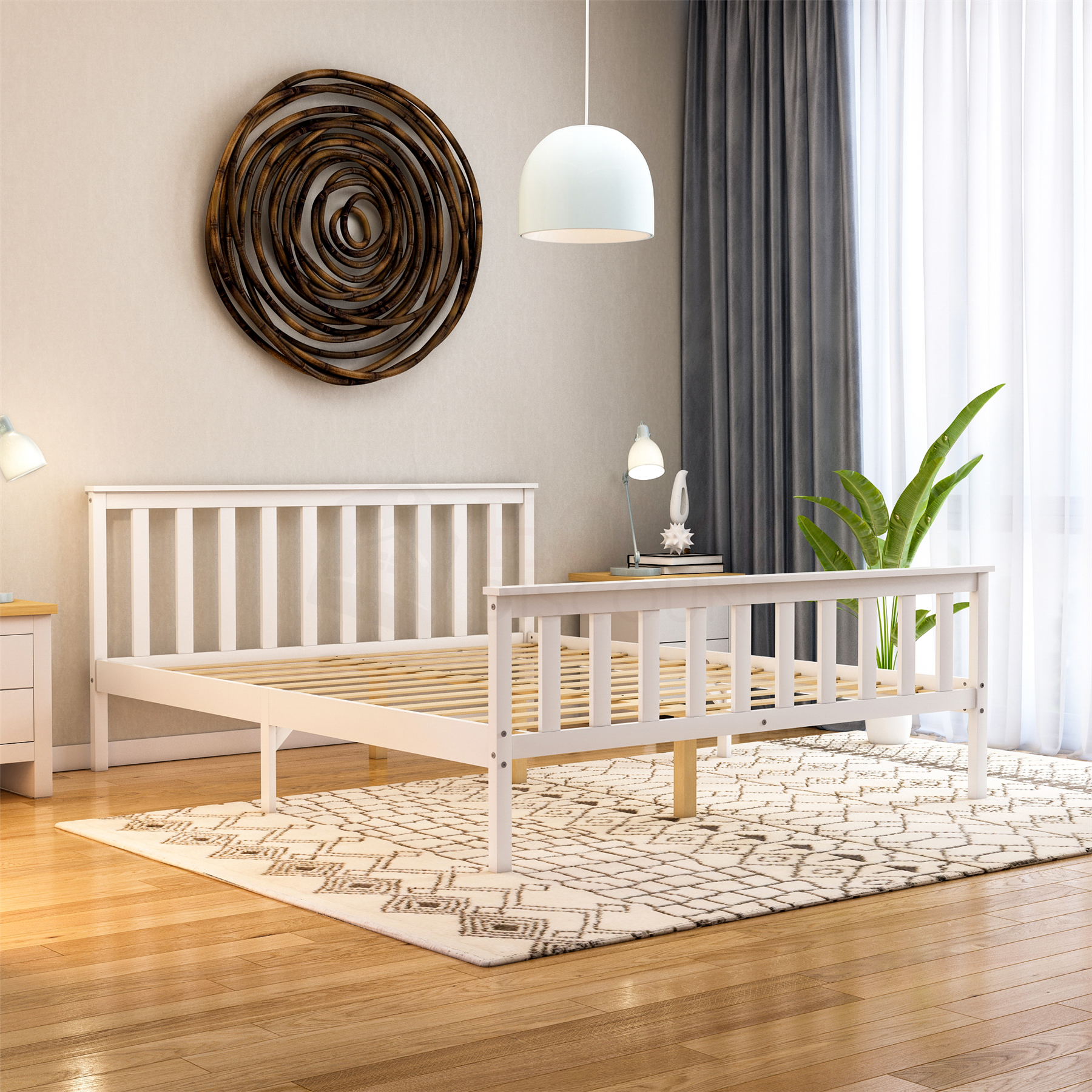 Wood Bed Single Double King Size 3ft 4ft6 5ft Solid Frame Mattress White Pine - Picture 22 of 67