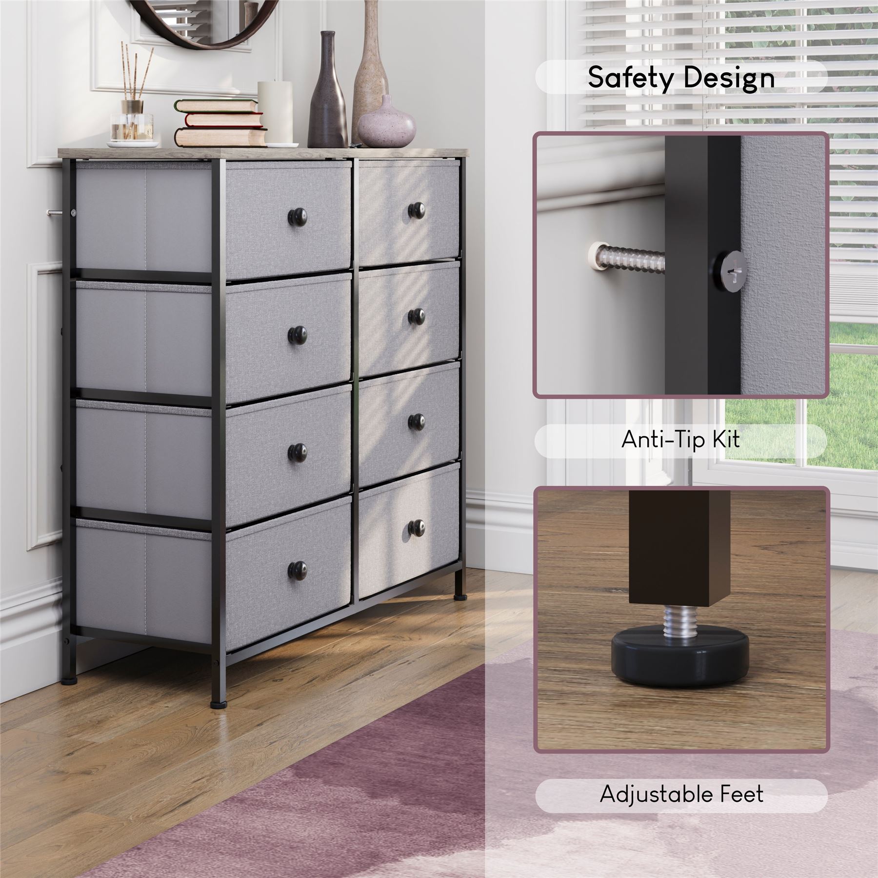 Vida Designs Stoff Kommode Aufbewahrungsschrank Schlafzimmer Flur 'UKFR' - Bild 147 von 193