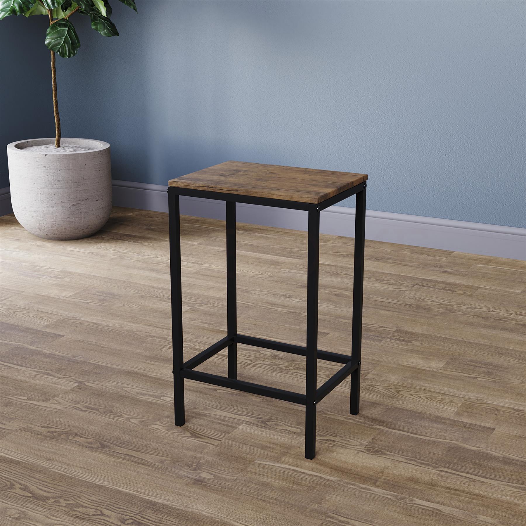 Wooden Bar Table & Stool Set 2 Seater Chair Industrial Kitchen Dining Room - Picture 25 of 37