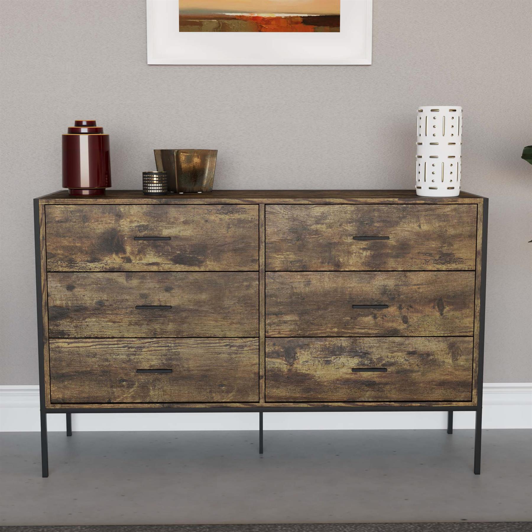 Industrial Chest of Drawers Bedroom Furniture Bedside Chest 1 to 6 Drawers - Picture 53 of 61