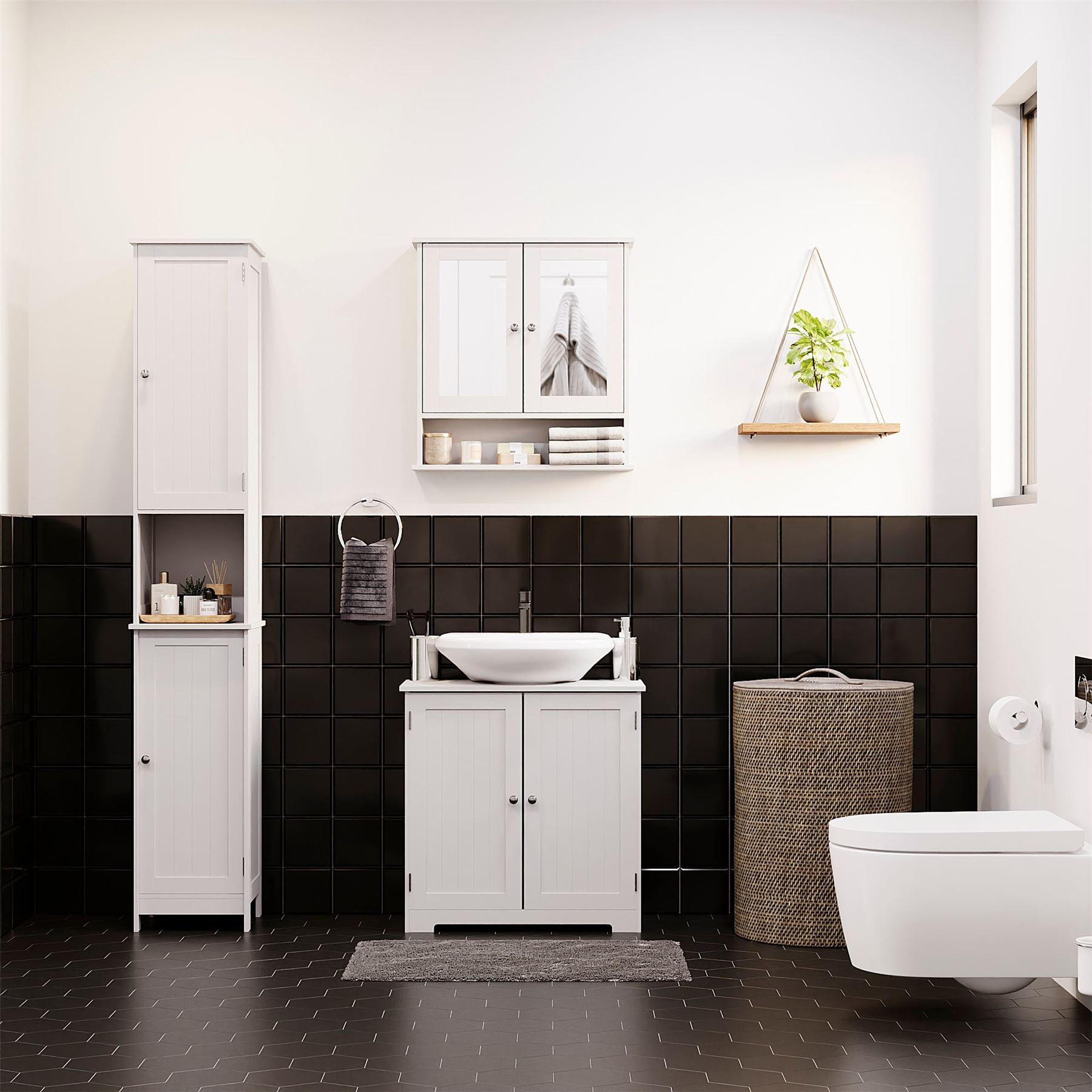 Priano Bathroom Cabinet Door Wall Mounted Freestand Storage Furniture White Grey - Picture 128 of 153