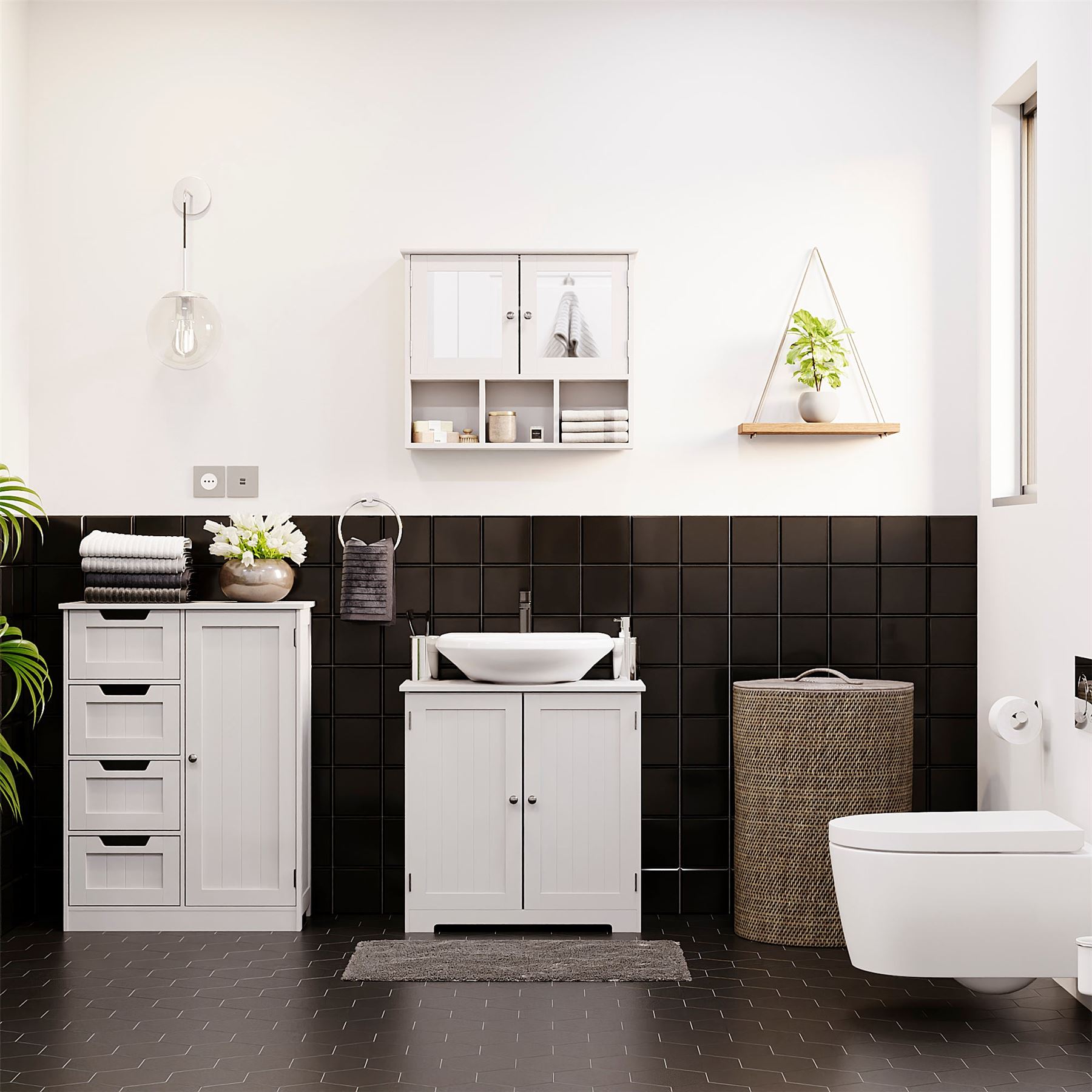 Wall Mounted Cabinet Bathroom White Single Double Door Vanity Storage Cupboard - Picture 51 of 113