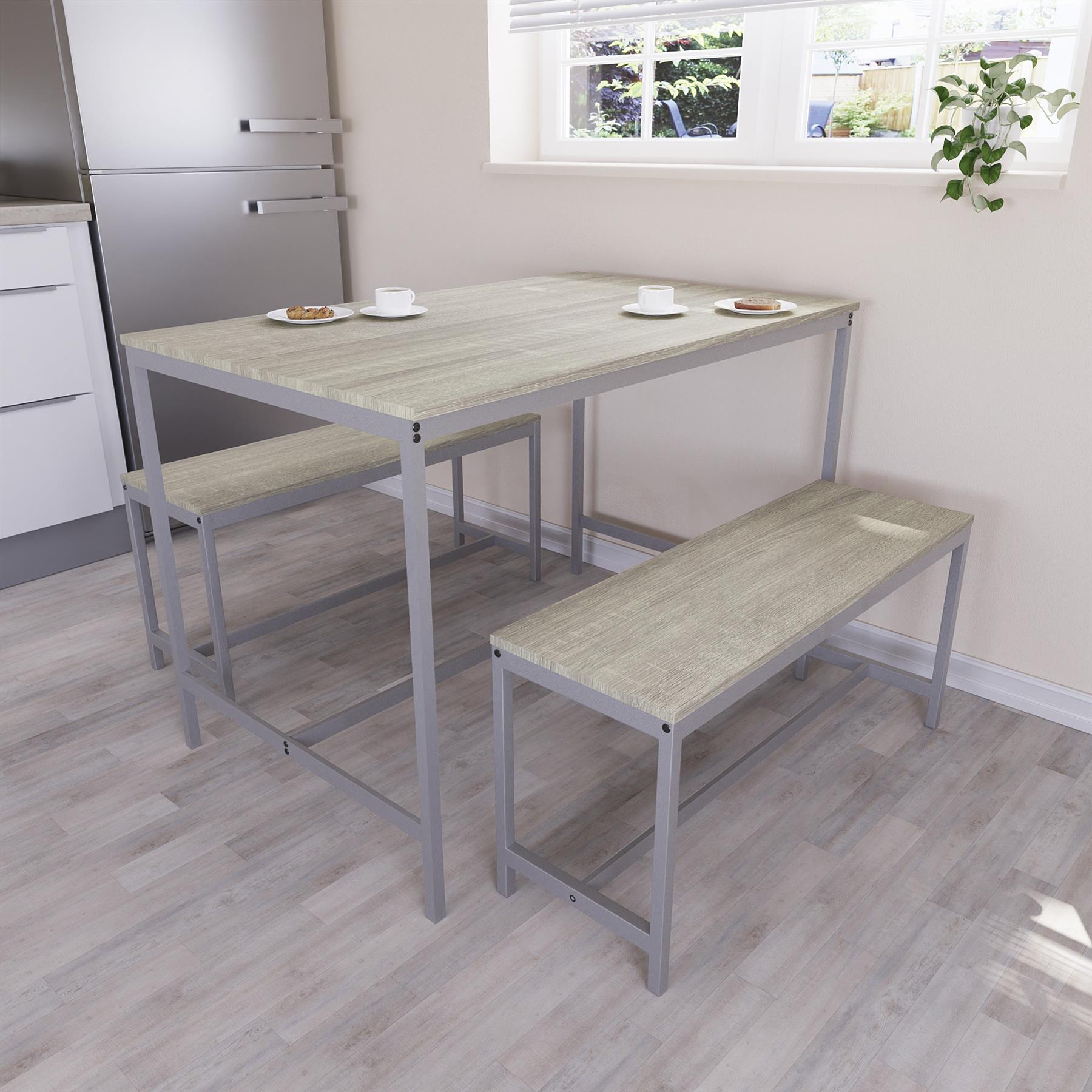 Wooden Dining Table & Chair Set 2 / 4 Seater Bench Chair Kitchen Room Furniture - Picture 24 of 82