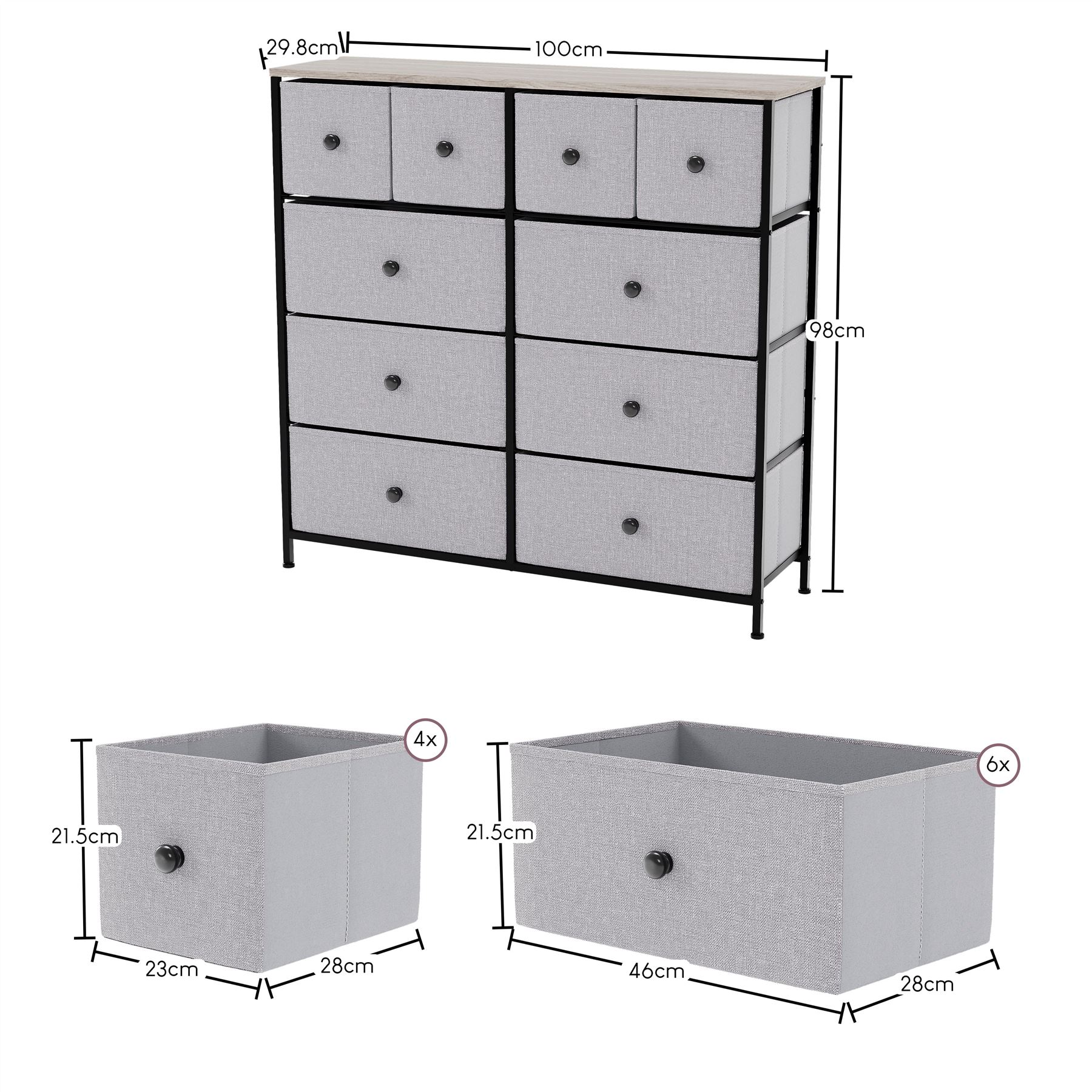 Vida Designs Stoff Kommode Aufbewahrungsschrank Schlafzimmer Flur 'UKFR' - Bild 169 von 193