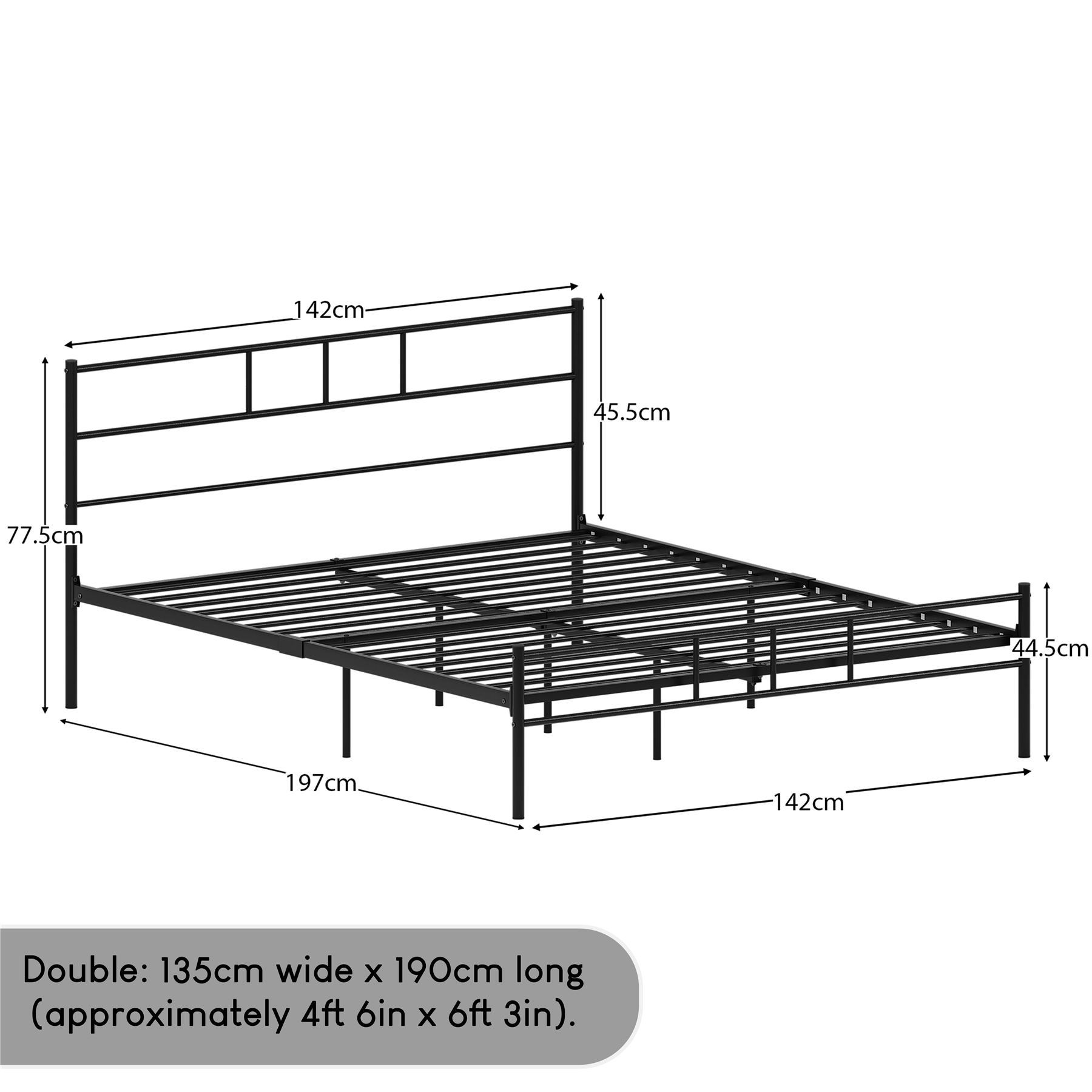 Metal Bed Single Double King Size Slat Base Headboard Set Bedroom Furniture - Picture 28 of 187