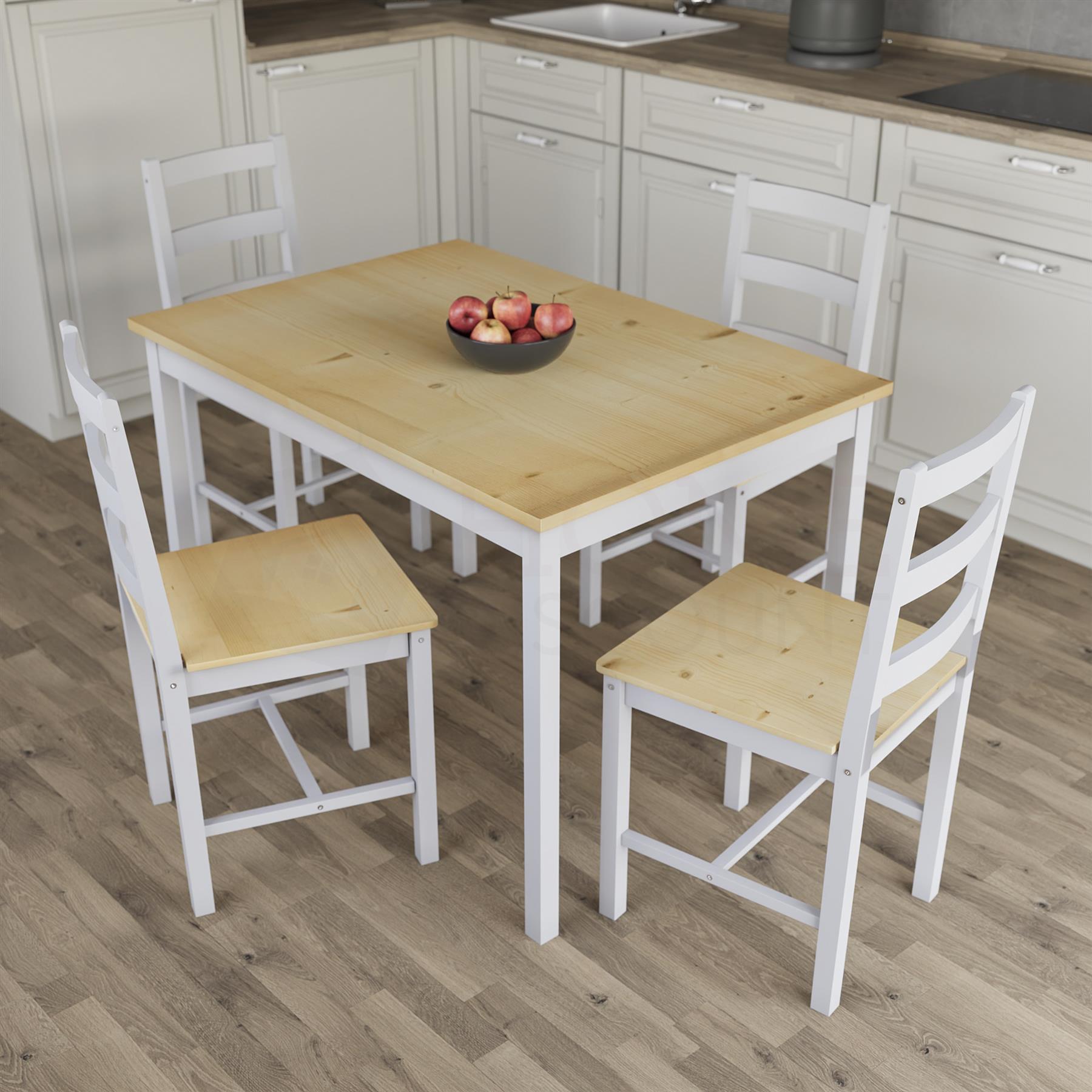 Solid Wood Dining Table and 2 4 Chairs Set Home Kitchen Furniture 3 Colours - Picture 45 of 73