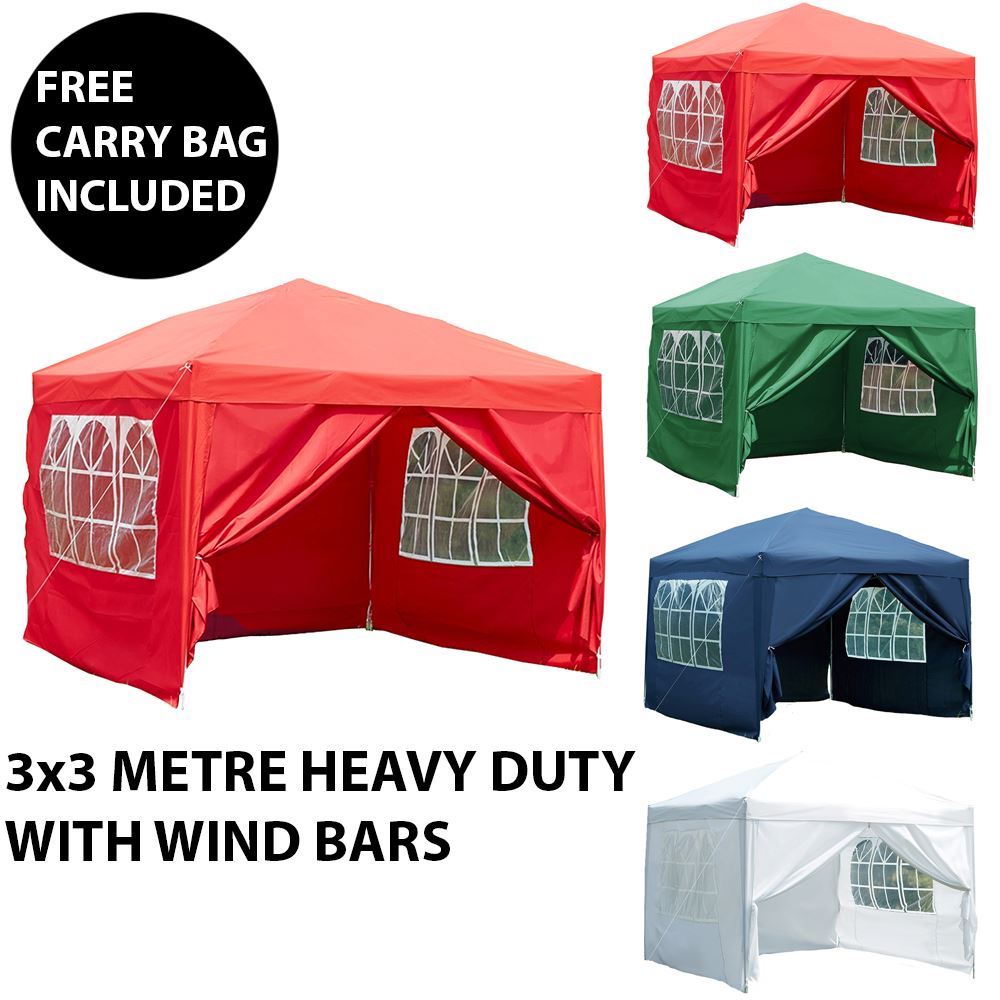 Gazebo Marquee Party Tent With Sides Waterproof Garden Patio Outdoor Canopy 3x3m