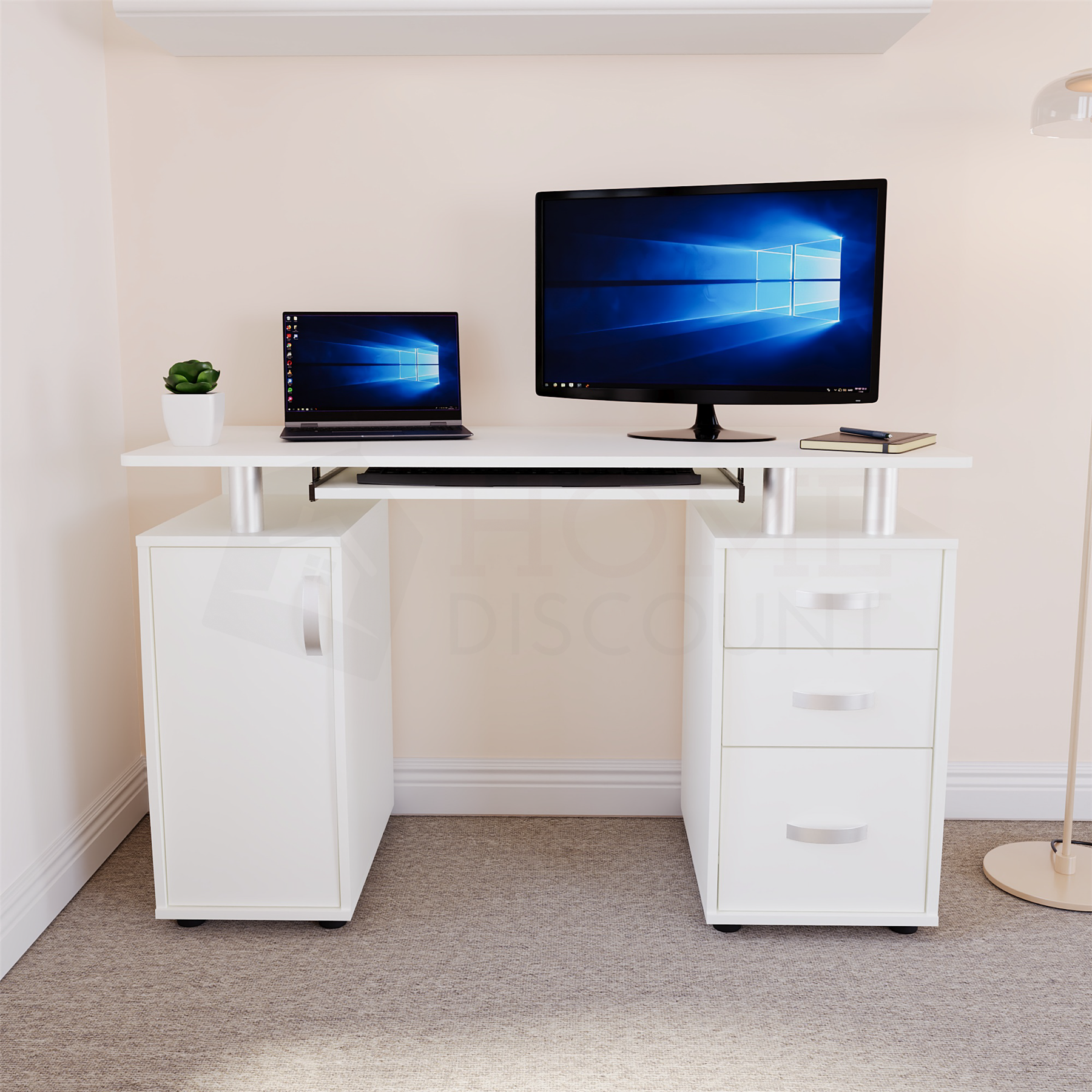 3 Drawer Computer Desk Home Office Work Study PC Laptop Workstation Table - Picture 24 of 28