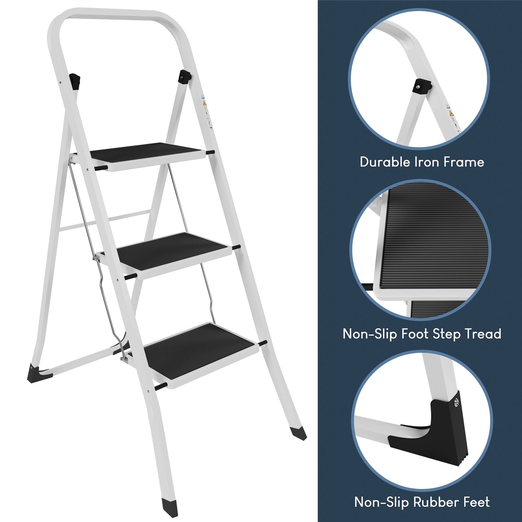 2 3 4 Step Ladder Folding Portable Compact Heavy Duty Iron Anti-Slip Mat Stool - Picture 30 of 69