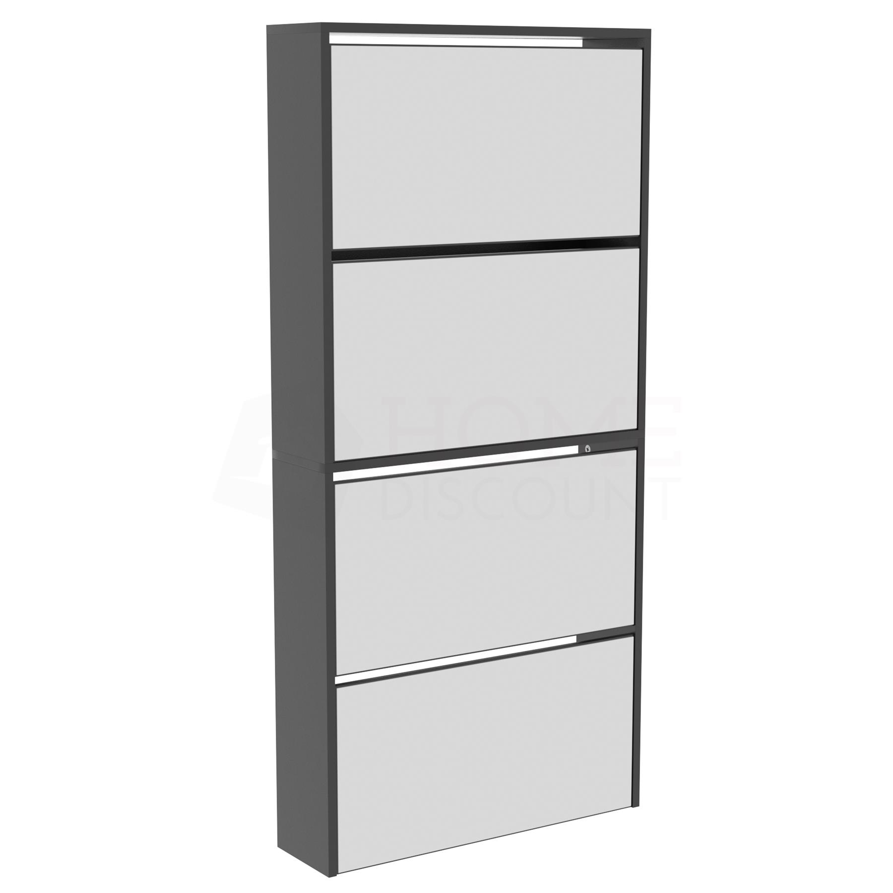 Welham 2 3 4 Drawer Shoe Cabinet Mirrored Storage Cupboard Footwear Stand Rack - Picture 82 of 91
