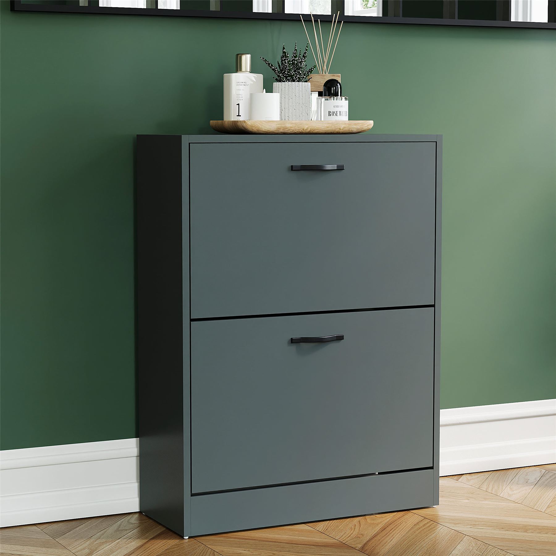 Shoe Cabinet 2 Drawer Storage Organiser Footwear Rack Cupboard Hallway Unit - Picture 40 of 79