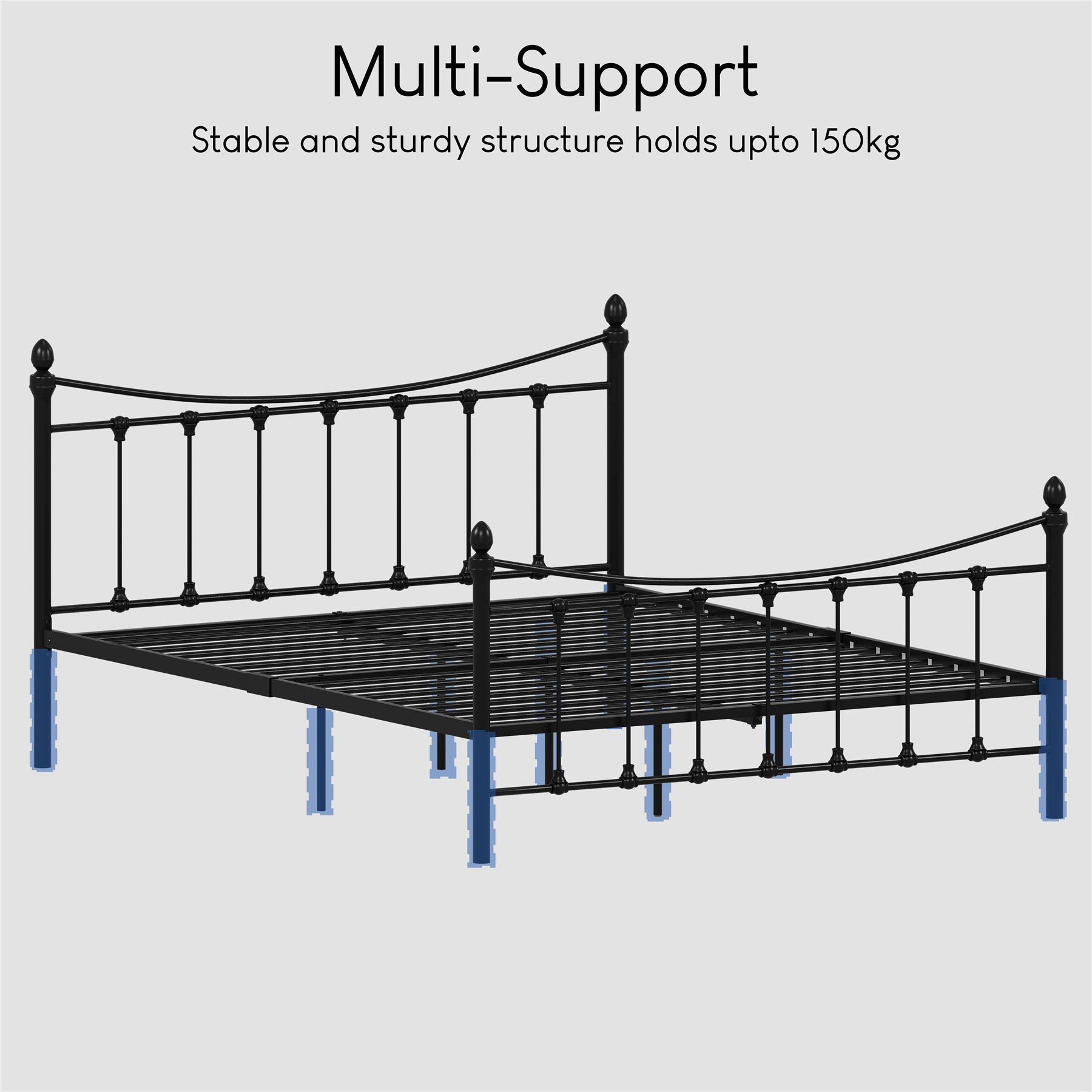 Metal Bed Single Double King Size Slat Base Headboard Set Bedroom Furniture - Picture 177 of 187