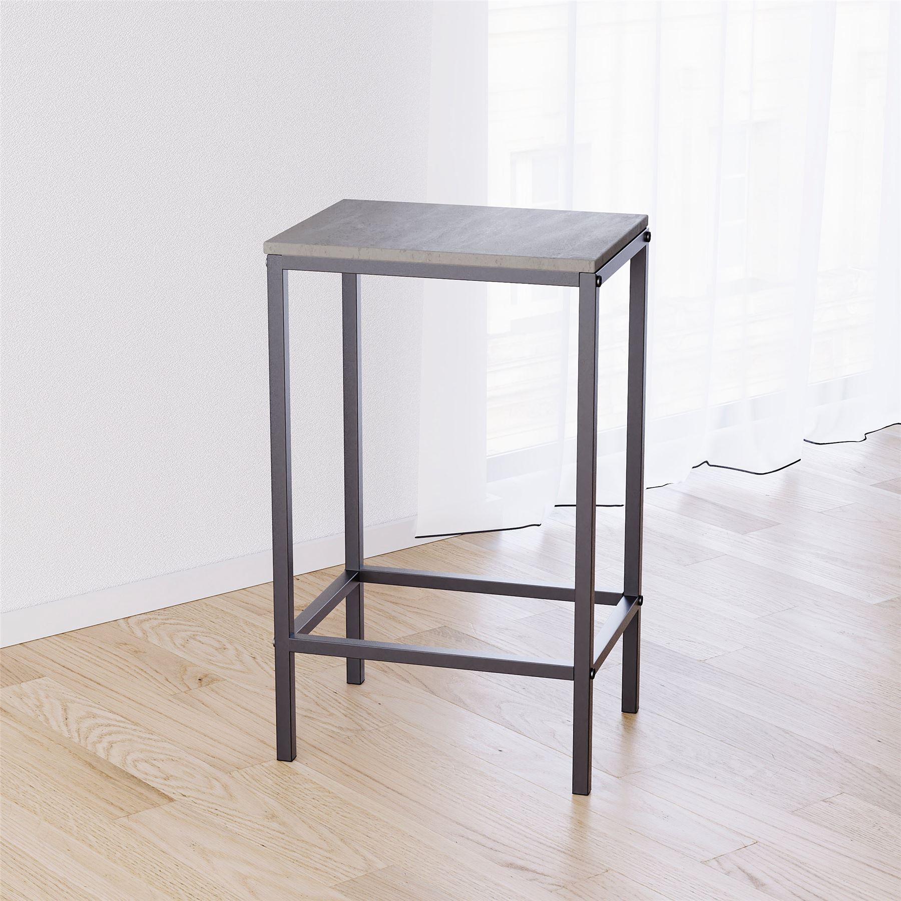 Wooden Bar Table & Stool Set 2 Seater Chair Industrial Kitchen Dining Room - Picture 16 of 37