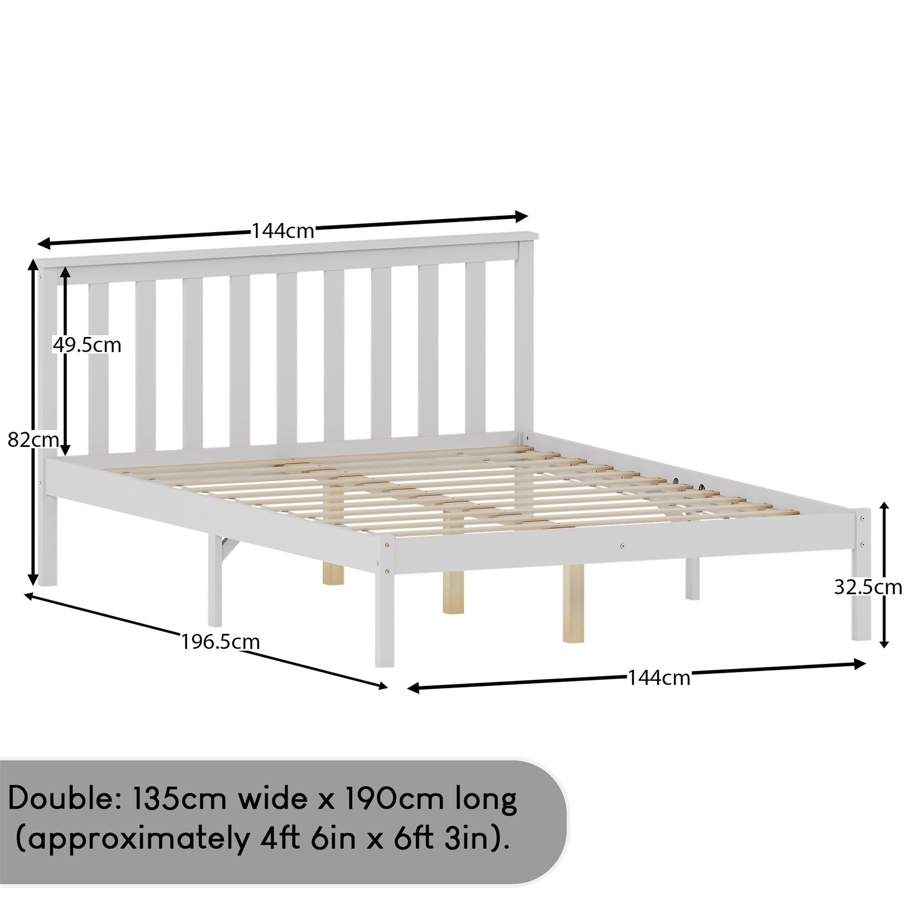 Holzbett Milan Single Double King Size 3 Fuß 4 Fuß 6 5 Fuß Rahmen Matratze Weiß Kiefer - Bild 20 von 37