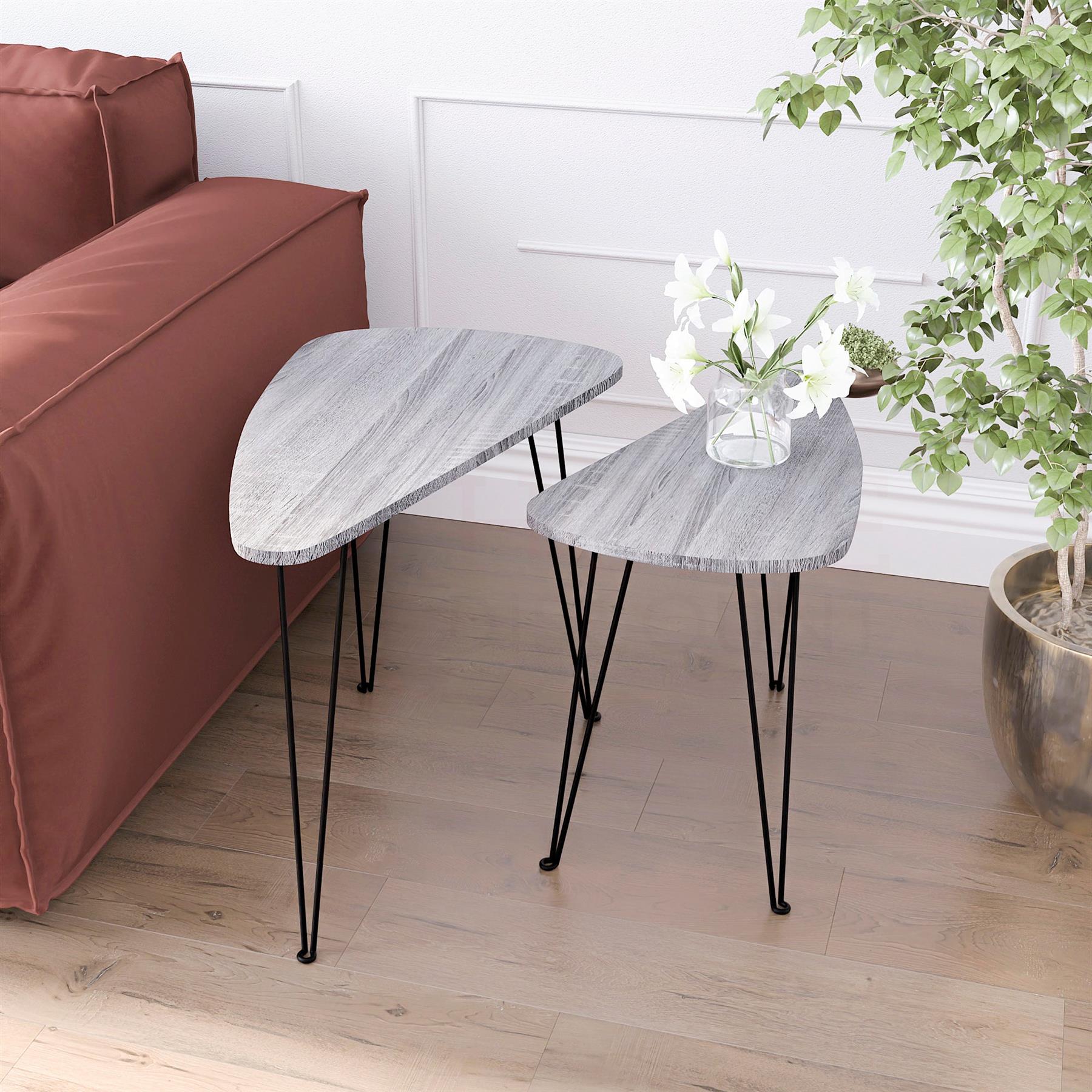Set of 2 3 Coffee Nesting Table Set Sofa Side End Table Industrial Living Room - Picture 45 of 107