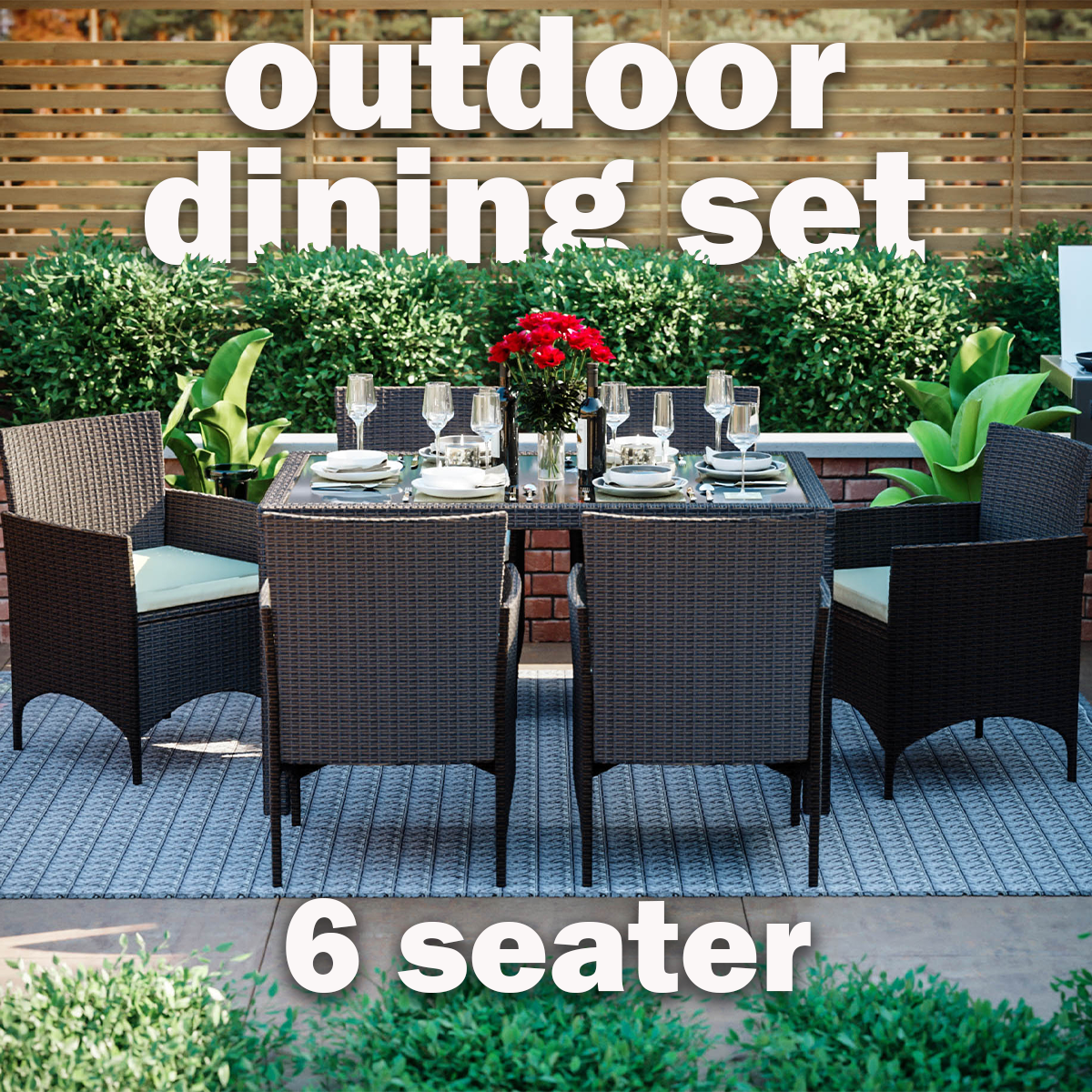 Rattan Garden Dining Set Furniture Table Chairs Outdoor 6 Seater Patio Malpas Ebay