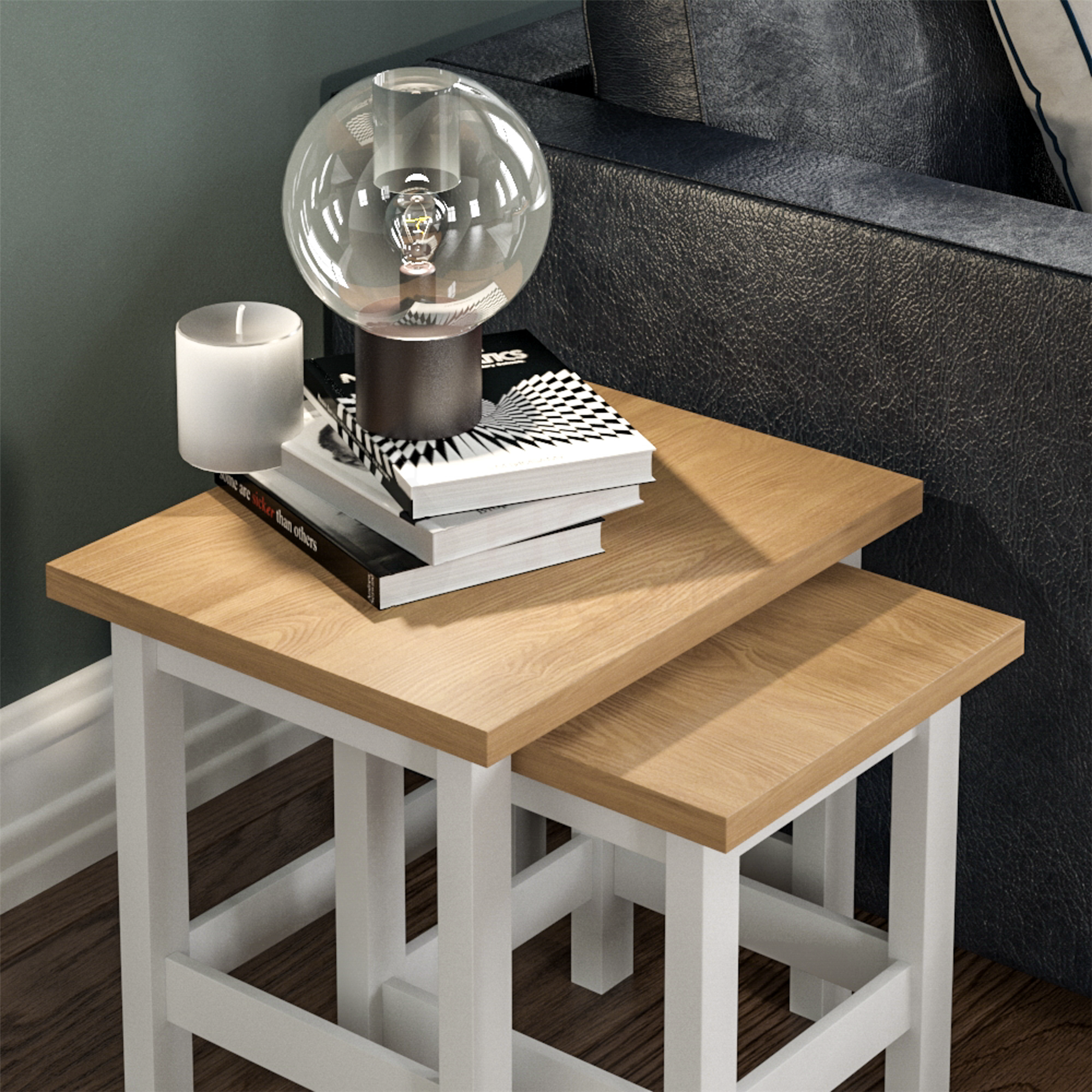 Arlington Nest of 2 Tables Side End Modern Square Table Set Living Room Display - Picture 13 of 15