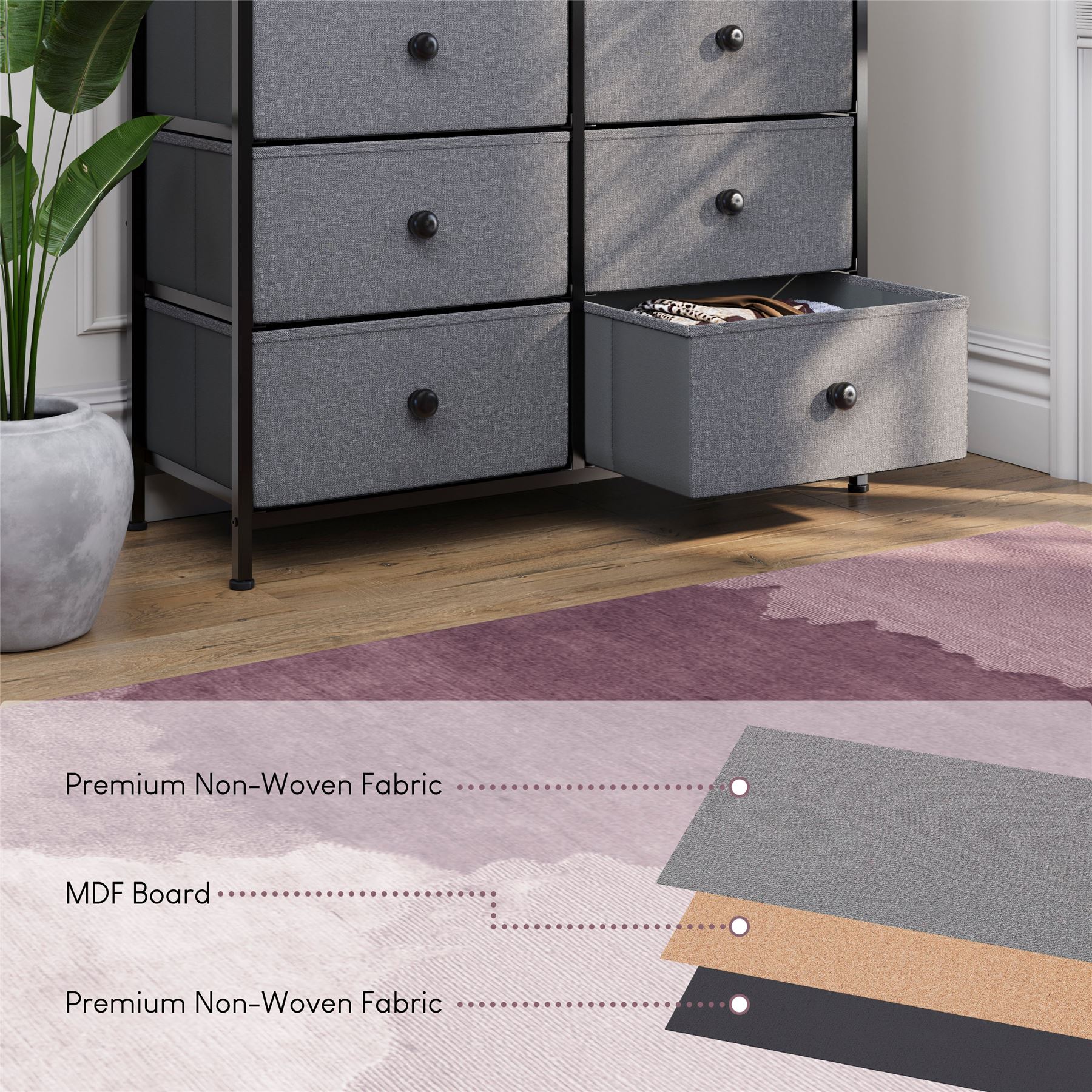 Vida Designs Stoff Kommode Aufbewahrungsschrank Schlafzimmer Flur 'UKFR' - Bild 155 von 193